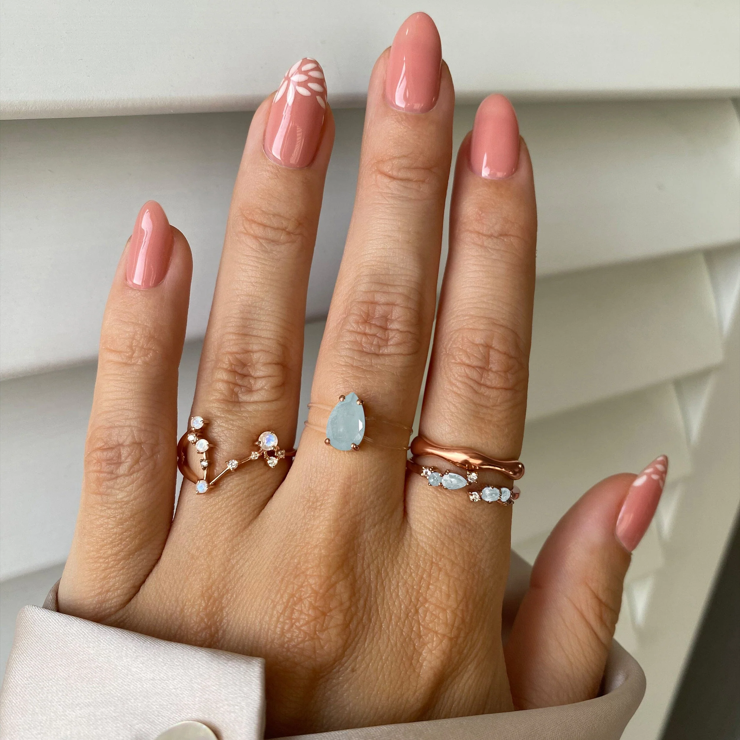 Adjustable Aquamarine Ring Flourish - March Birthstone - Image 6