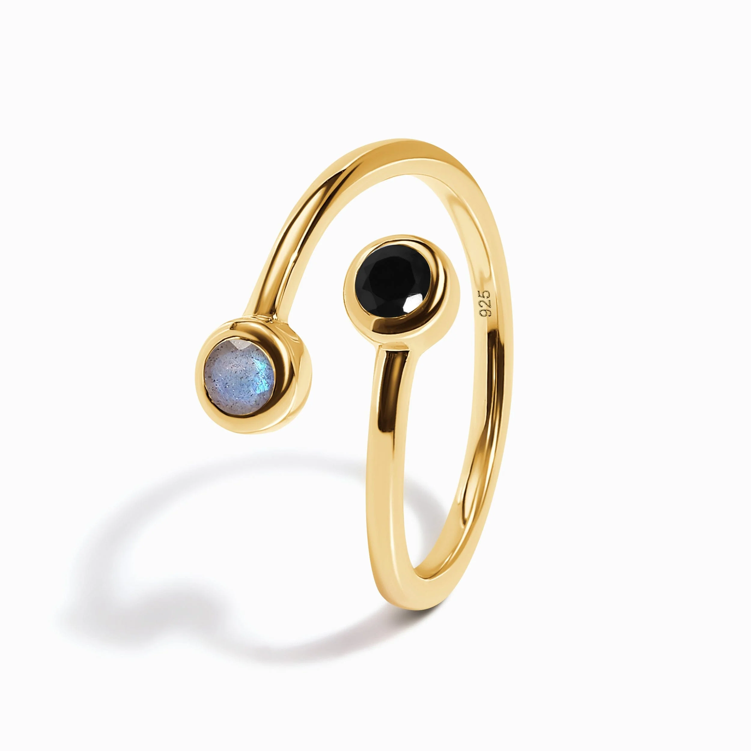 Adjustable Black Obsidian Labradorite Ring - Evolve - Image 14