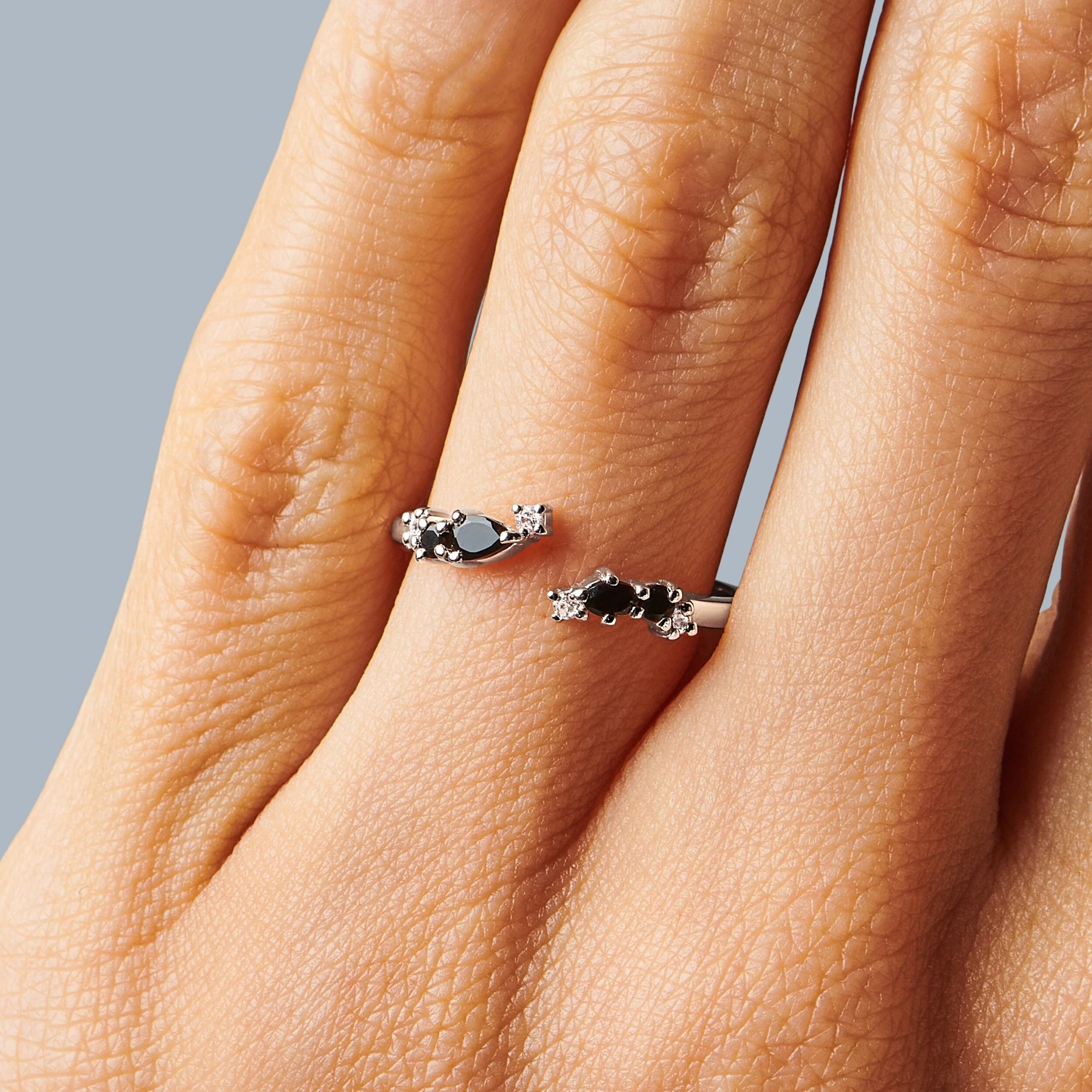 Adjustable Black Onyx Ring Flourish - December Birthstone - Image 2