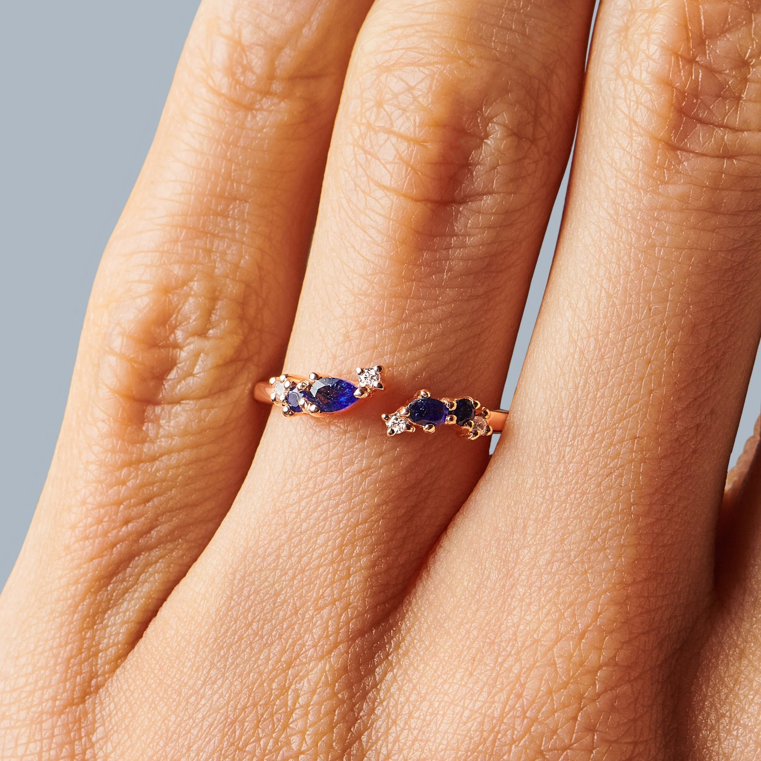 Adjustable Blue Sapphire Ring Flourish - September Birthstone - Image 5