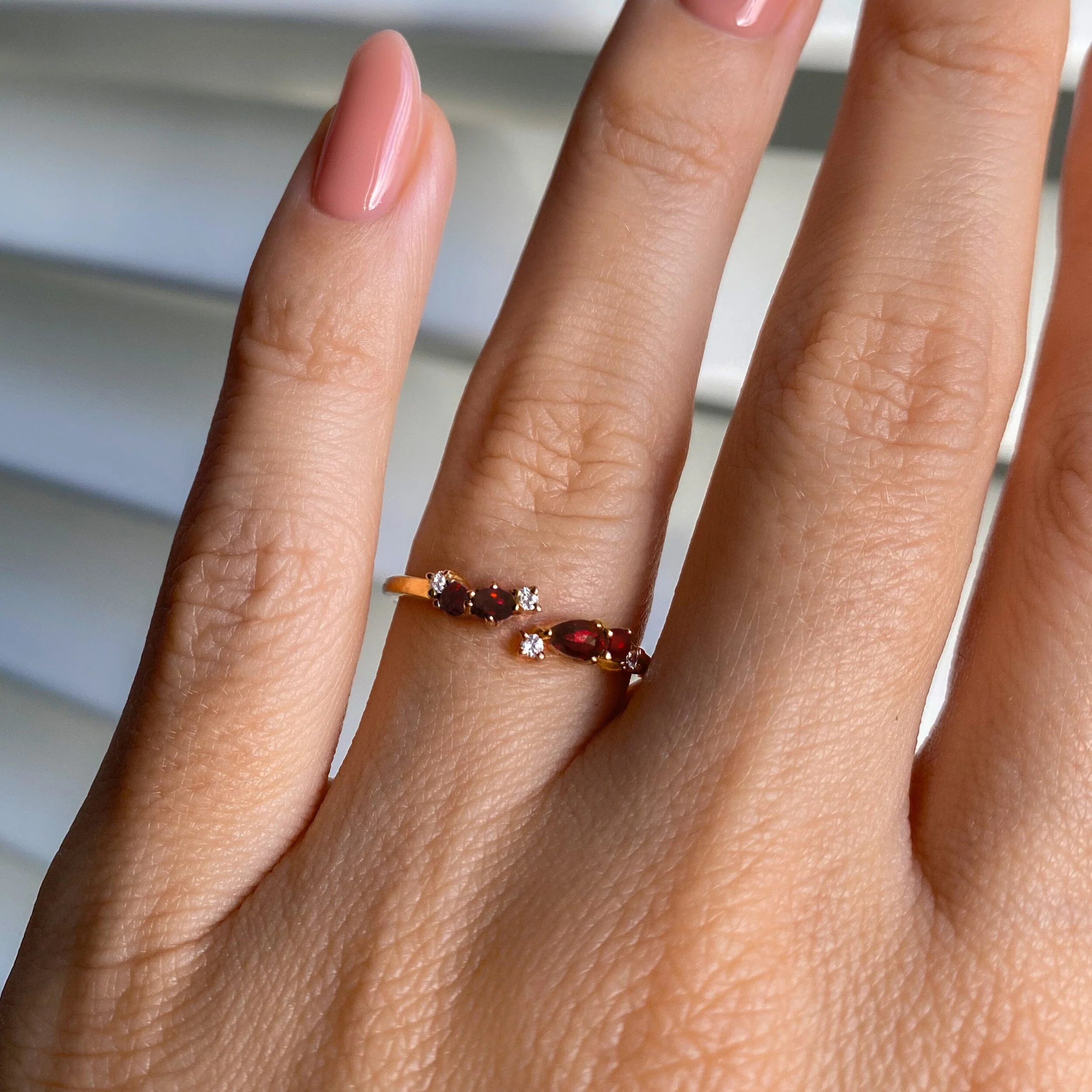 Adjustable Garnet Ring Flourish - January Birthstone - Image 8