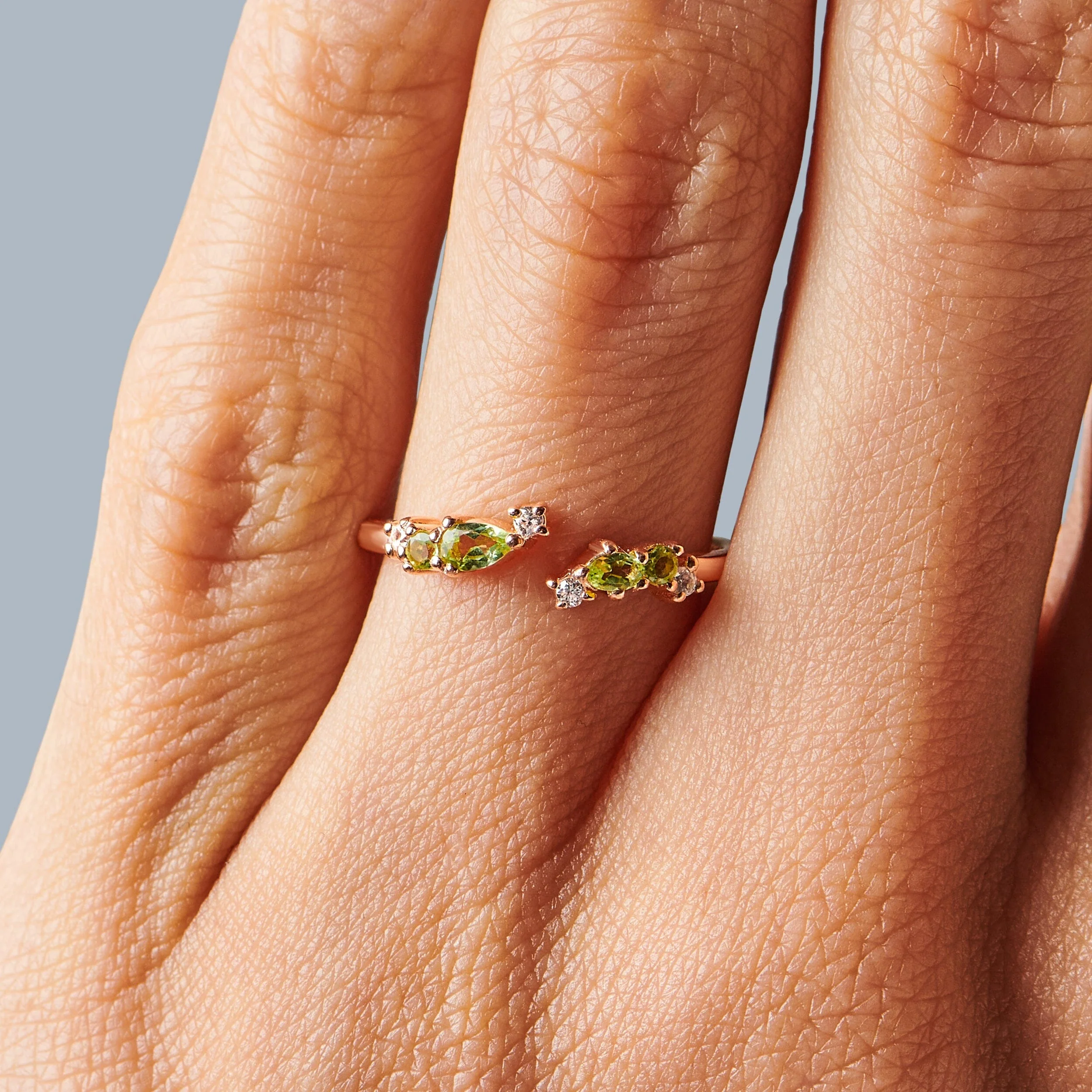 Adjustable Peridot Ring Flourish - August Birthstone - Image 5