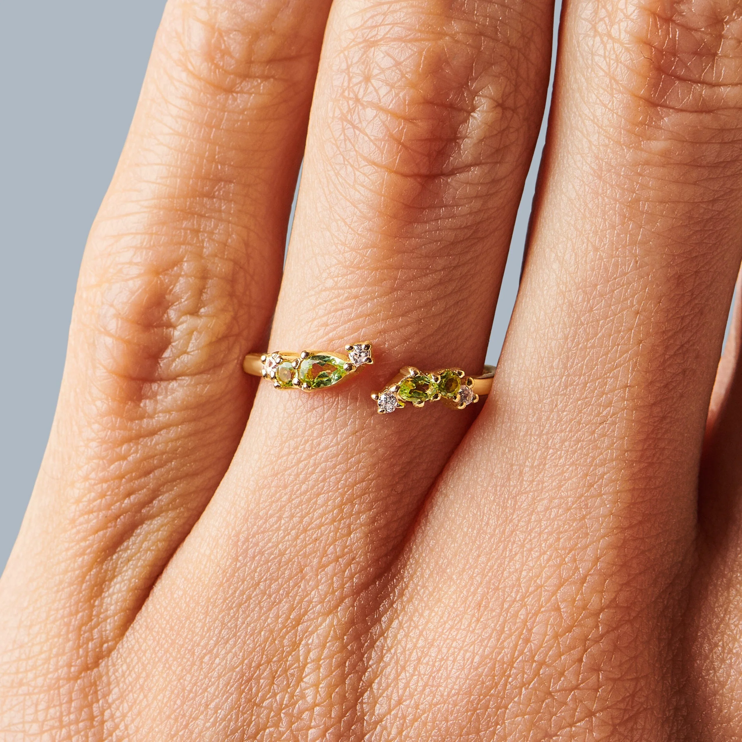 Adjustable Peridot Ring Flourish - August Birthstone - Image 8