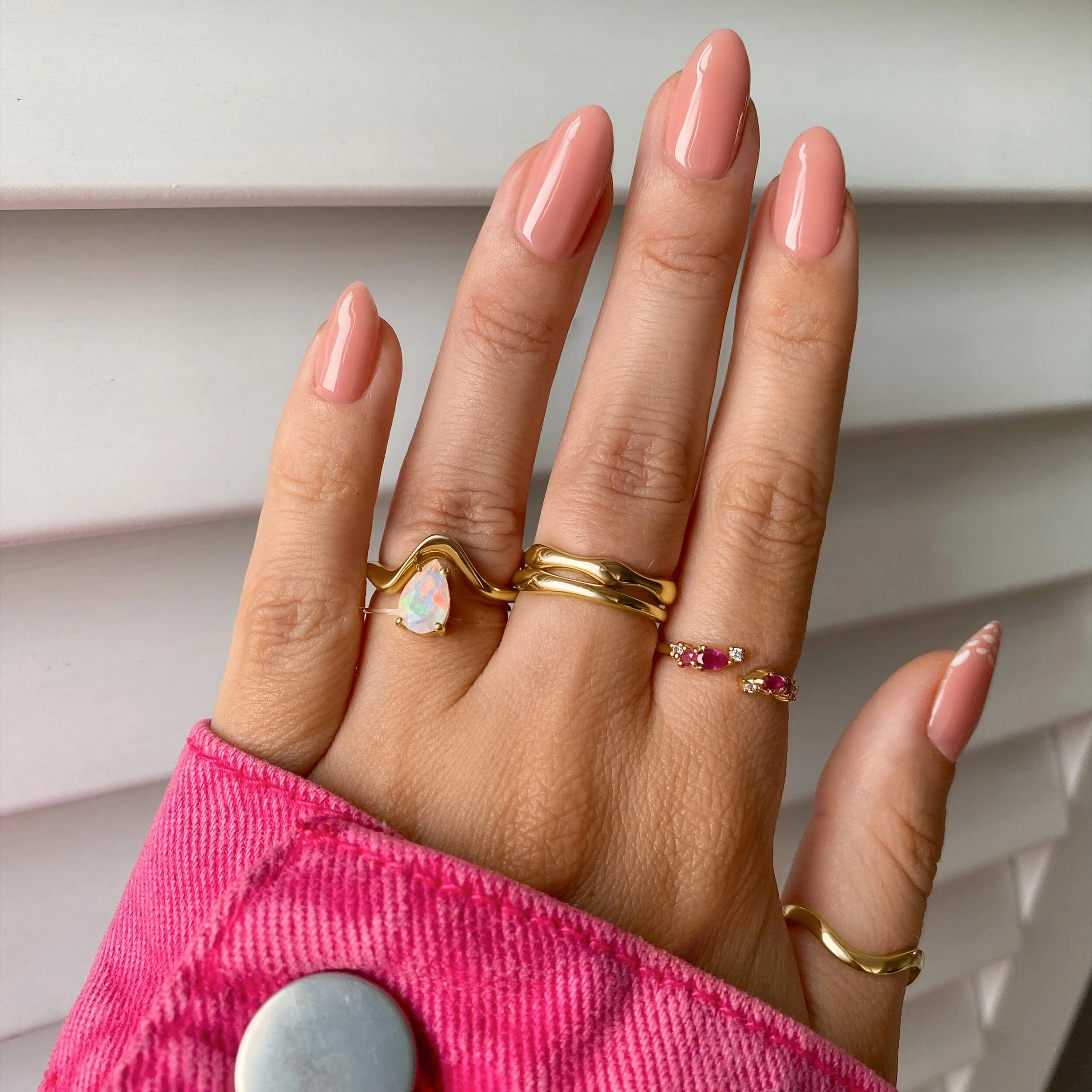 Adjustable Pink Tourmaline Ring Flourish - October Birthstone - Image 9