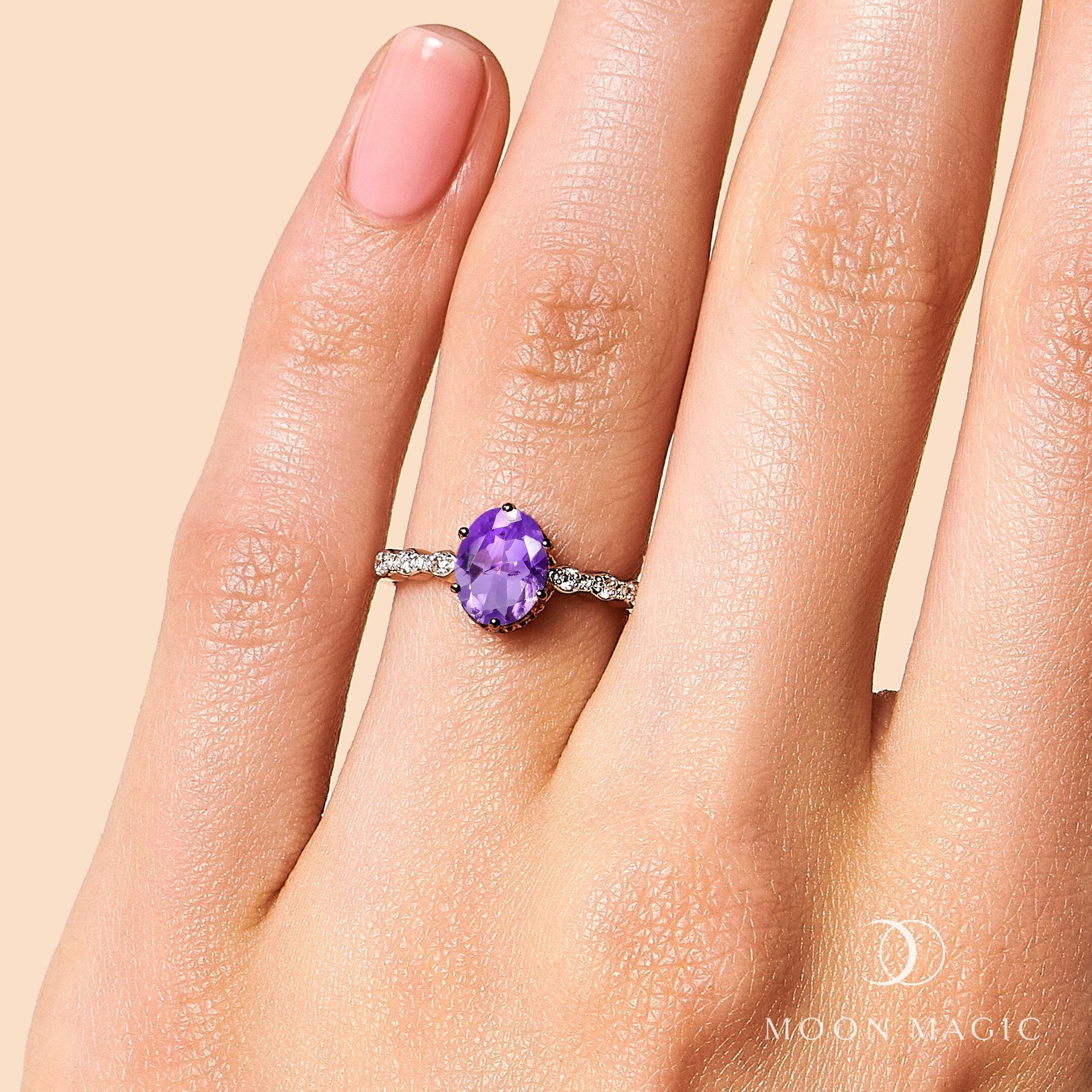 Amethyst Lab Diamond Ring - Mirth - Image 2