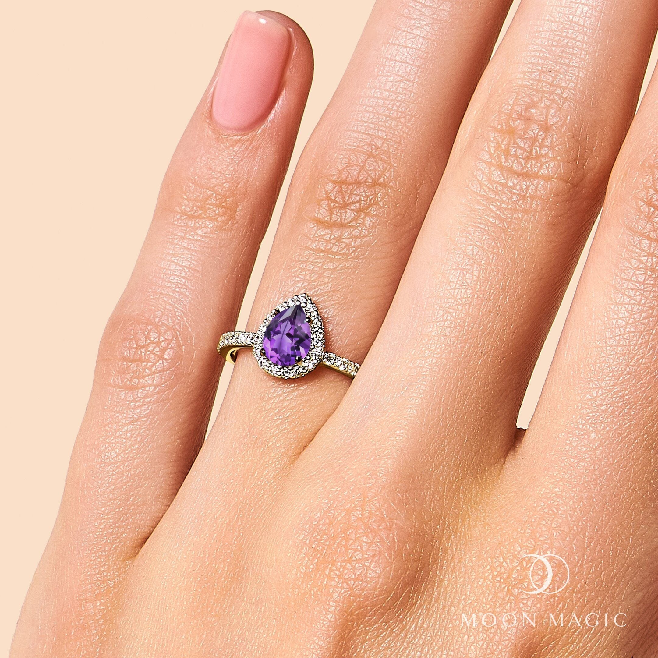 Amethyst Lab Diamond Ring - Tear of Joy - Image 6