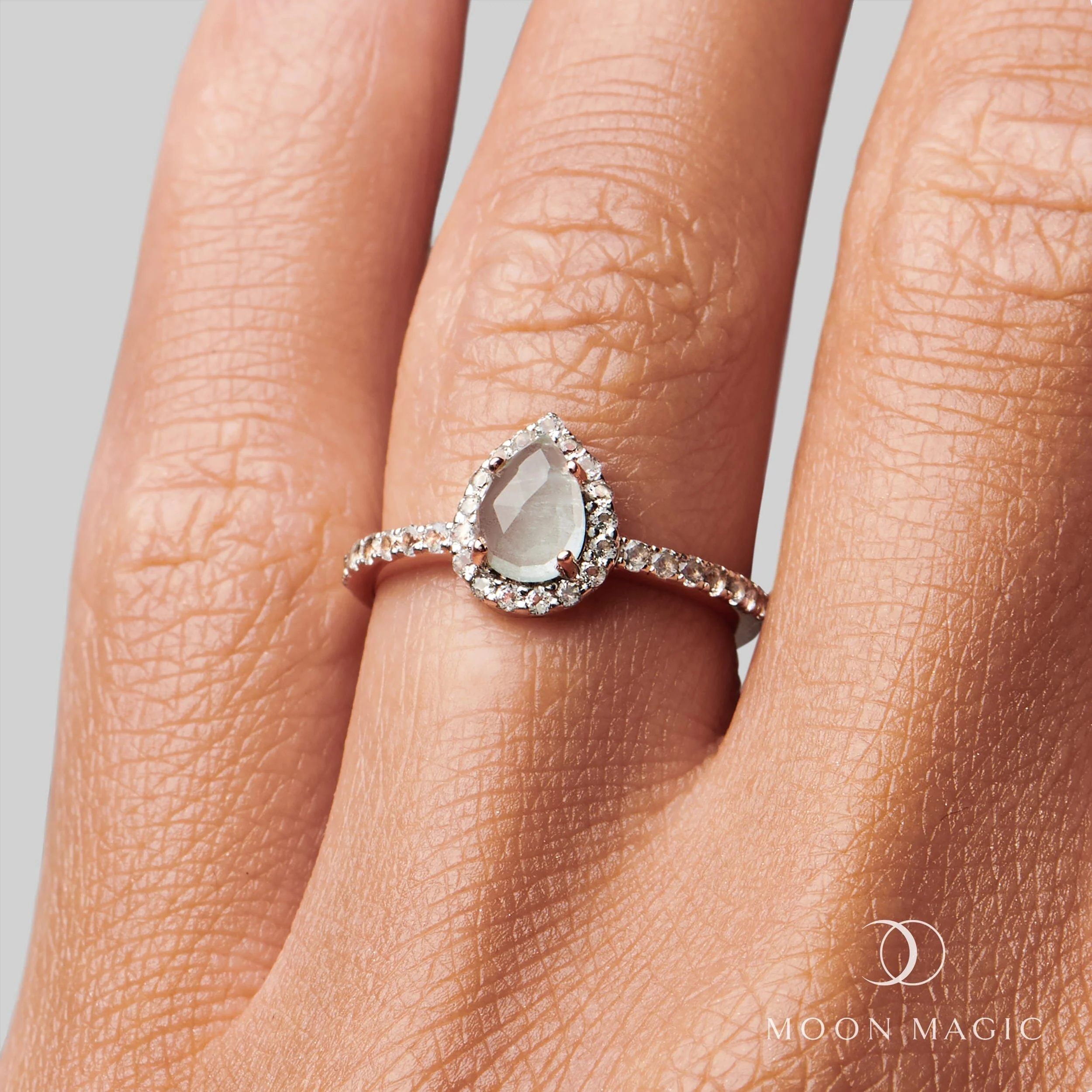Aquamarine Lab Diamond Ring - Tear of Joy - Image 2