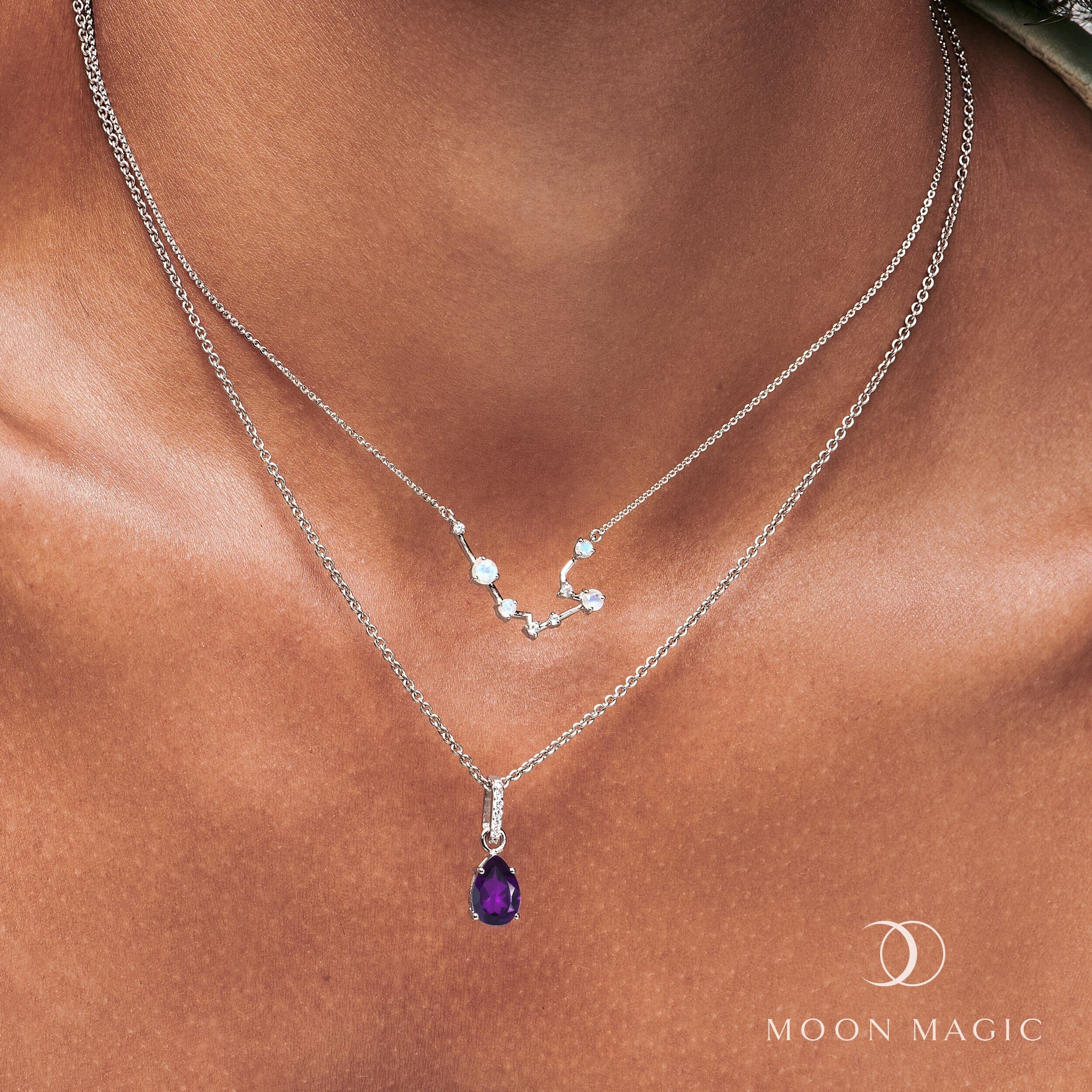 Aquarius Zodiac & February Birthstone Necklaces - Image 3