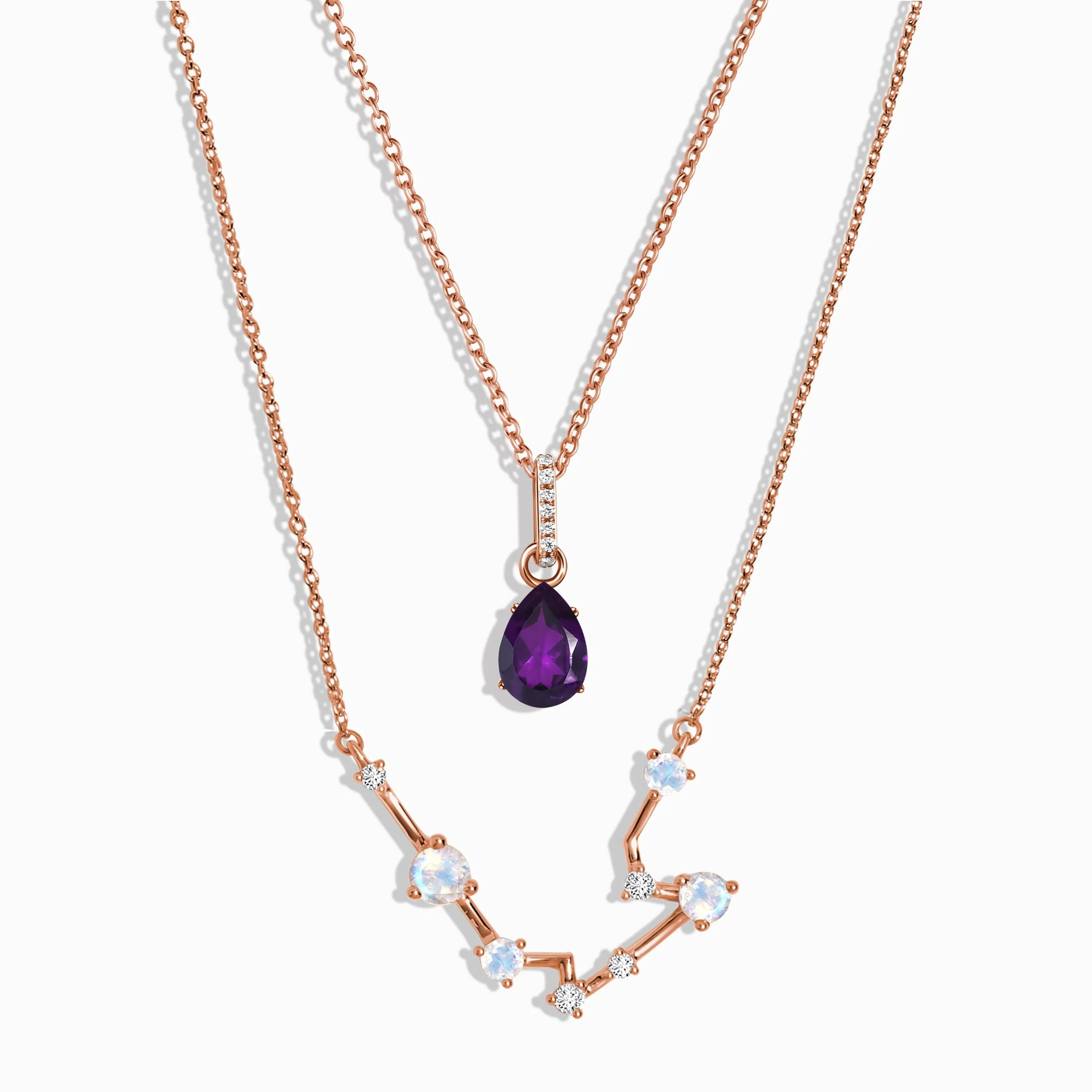 Aquarius Zodiac & February Birthstone Necklaces - Image 4