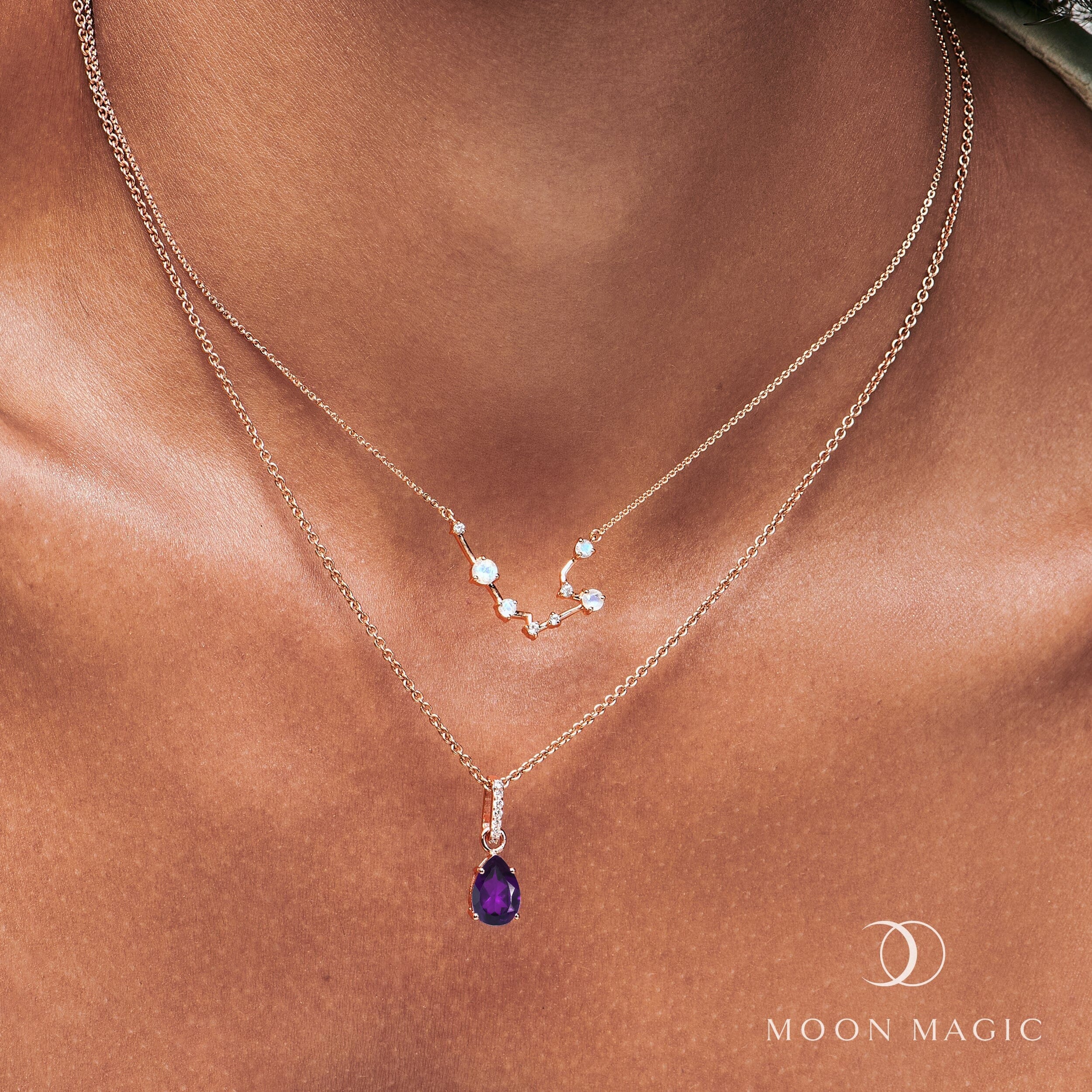 Aquarius Zodiac & February Birthstone Necklaces - Image 6