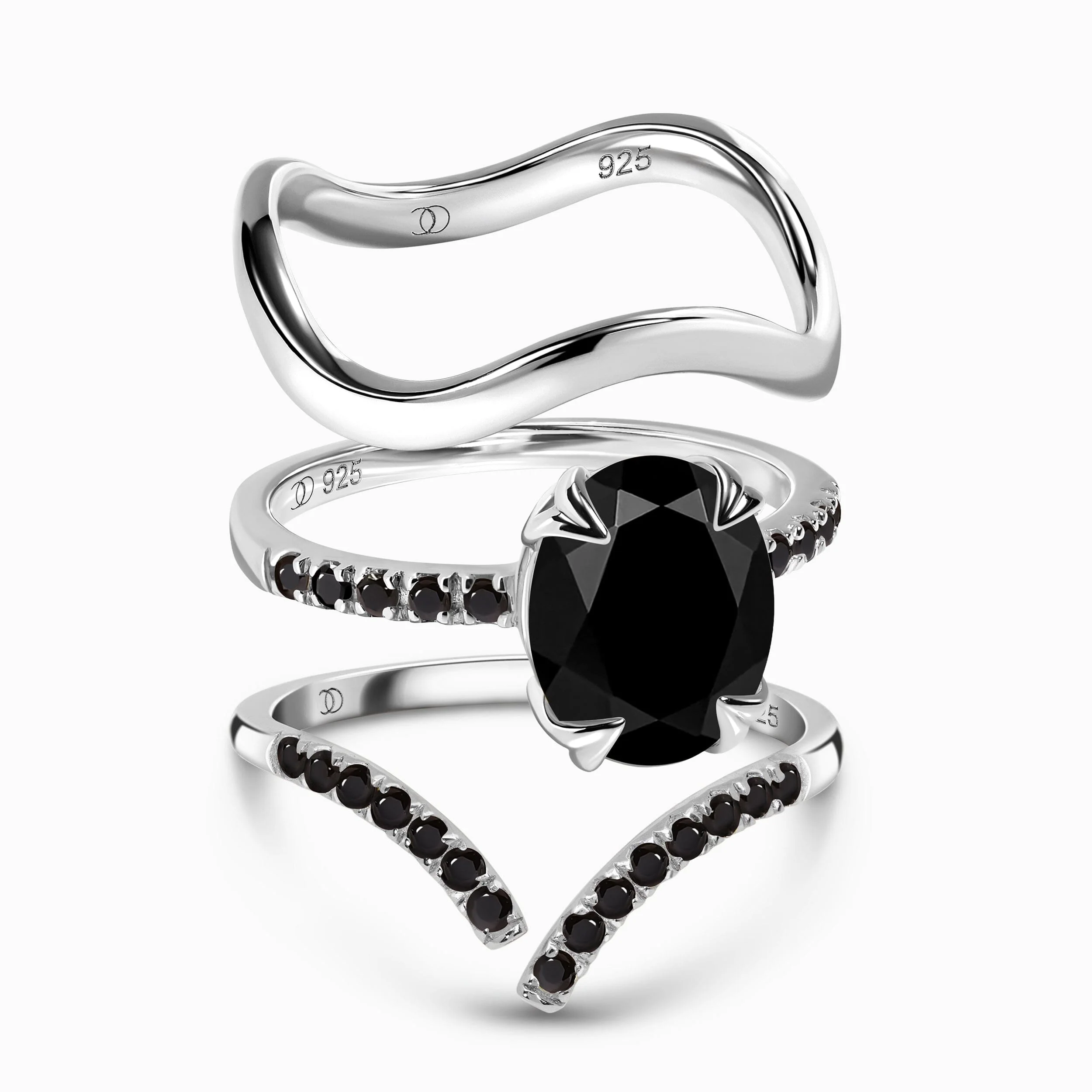 Black Obsidian Black Spinel Harlow Ring - Infinite Ring & Waves Band