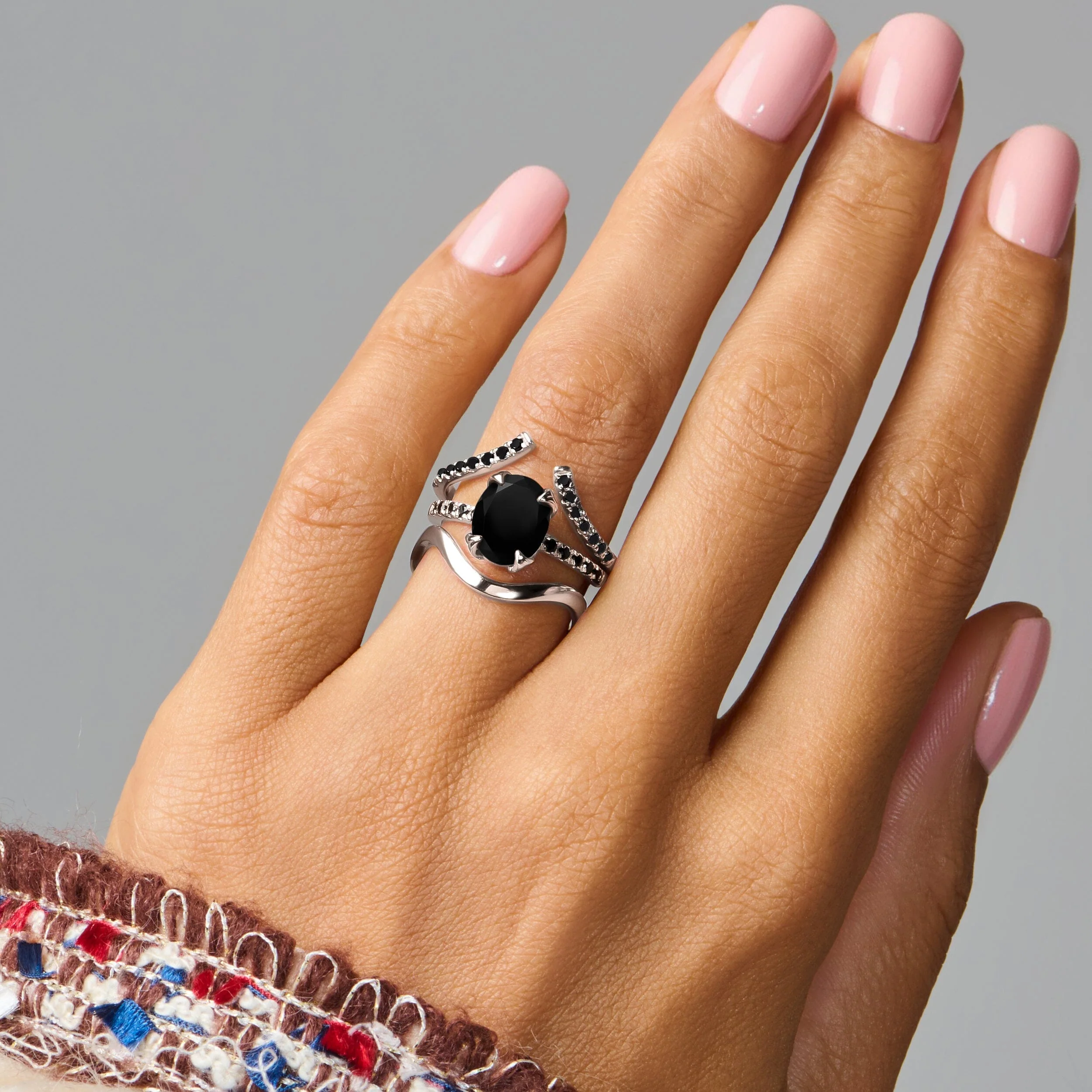 Black Obsidian Black Spinel Harlow Ring - Infinite Ring & Waves Band - Image 2