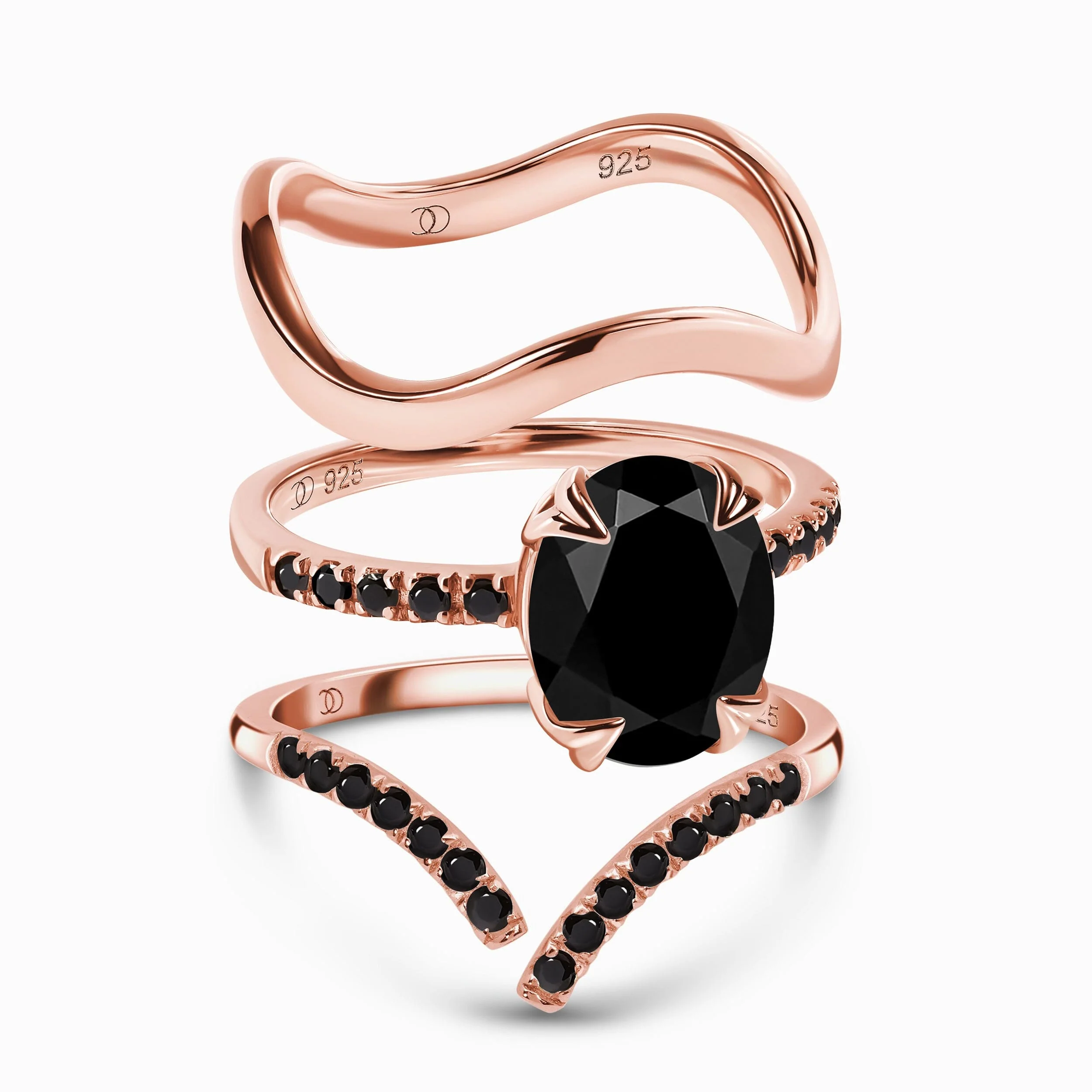 Black Obsidian Black Spinel Harlow Ring - Infinite Ring & Waves Band - Image 3