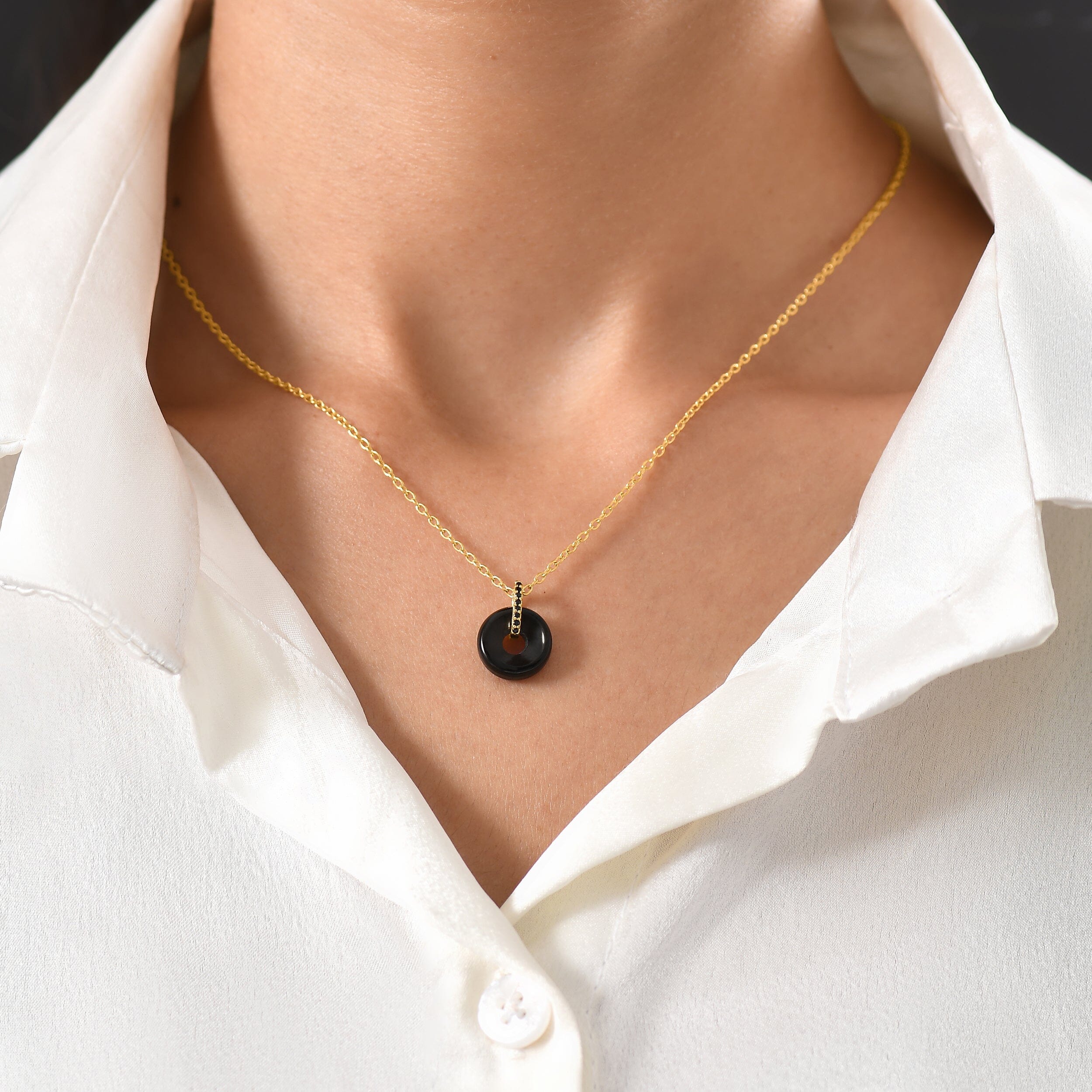Black Obsidian Black Spinel Necklace - Liora - Image 6