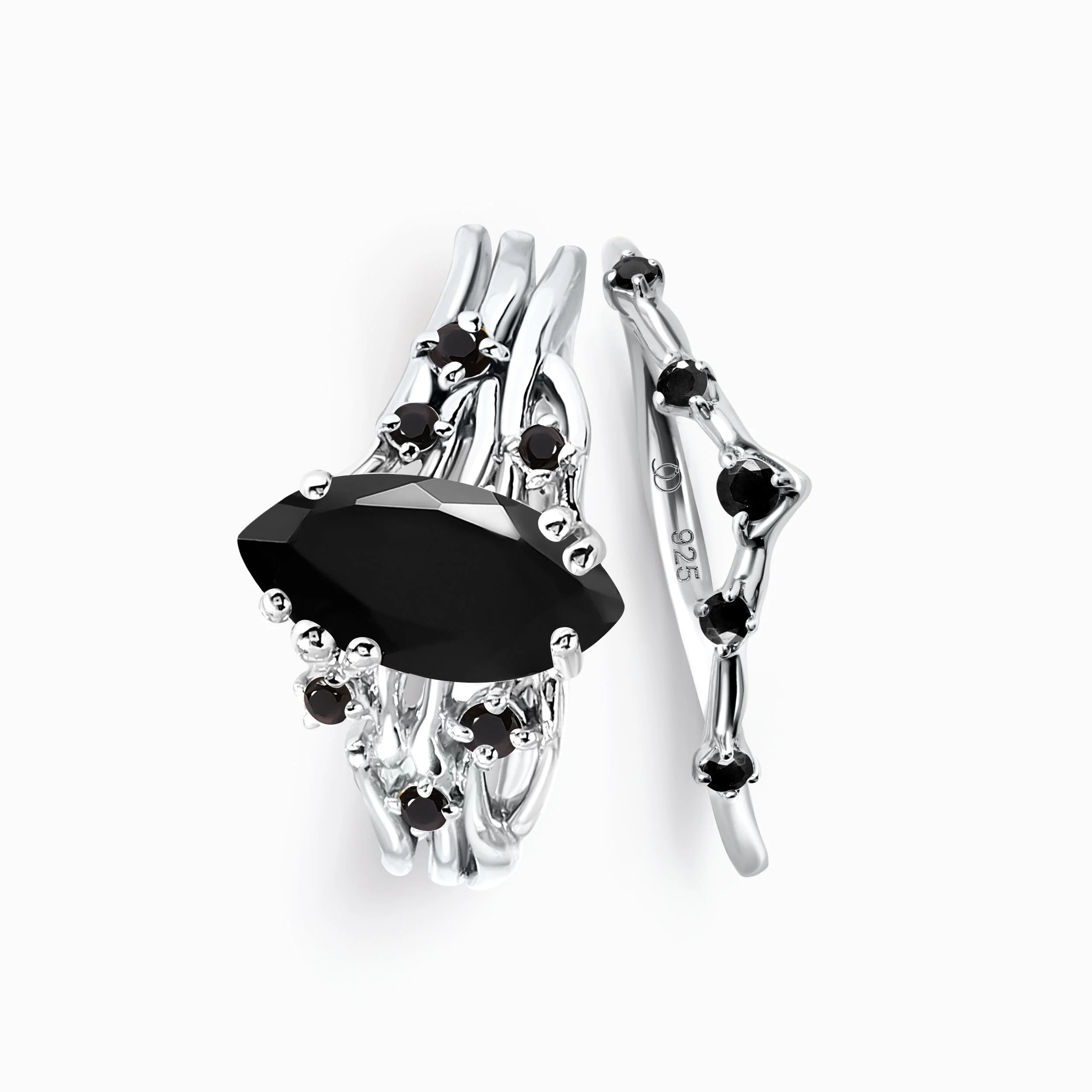 Black Obsidian Black Spinel Radiance Ring & Cosmic Crown Band - Image 3