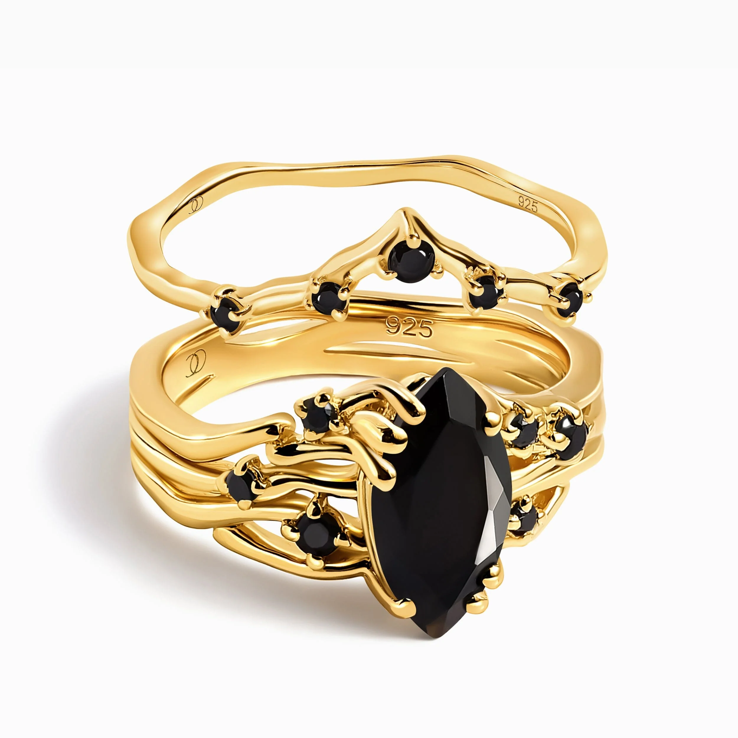 Black Obsidian Black Spinel Radiance Ring & Cosmic Crown Band - Image 7