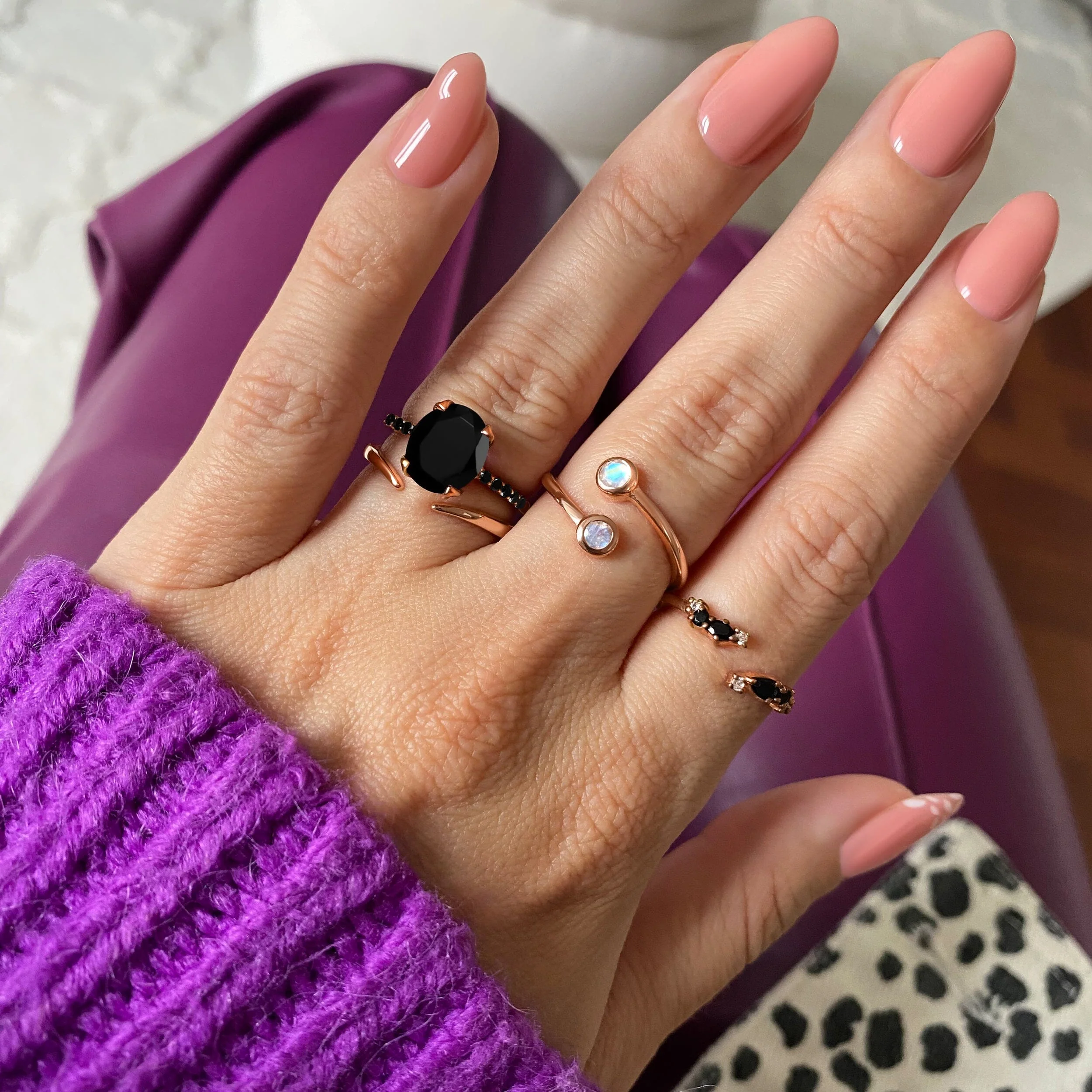 Black Obsidian Black Spinel Ring - Harlow - Image 15