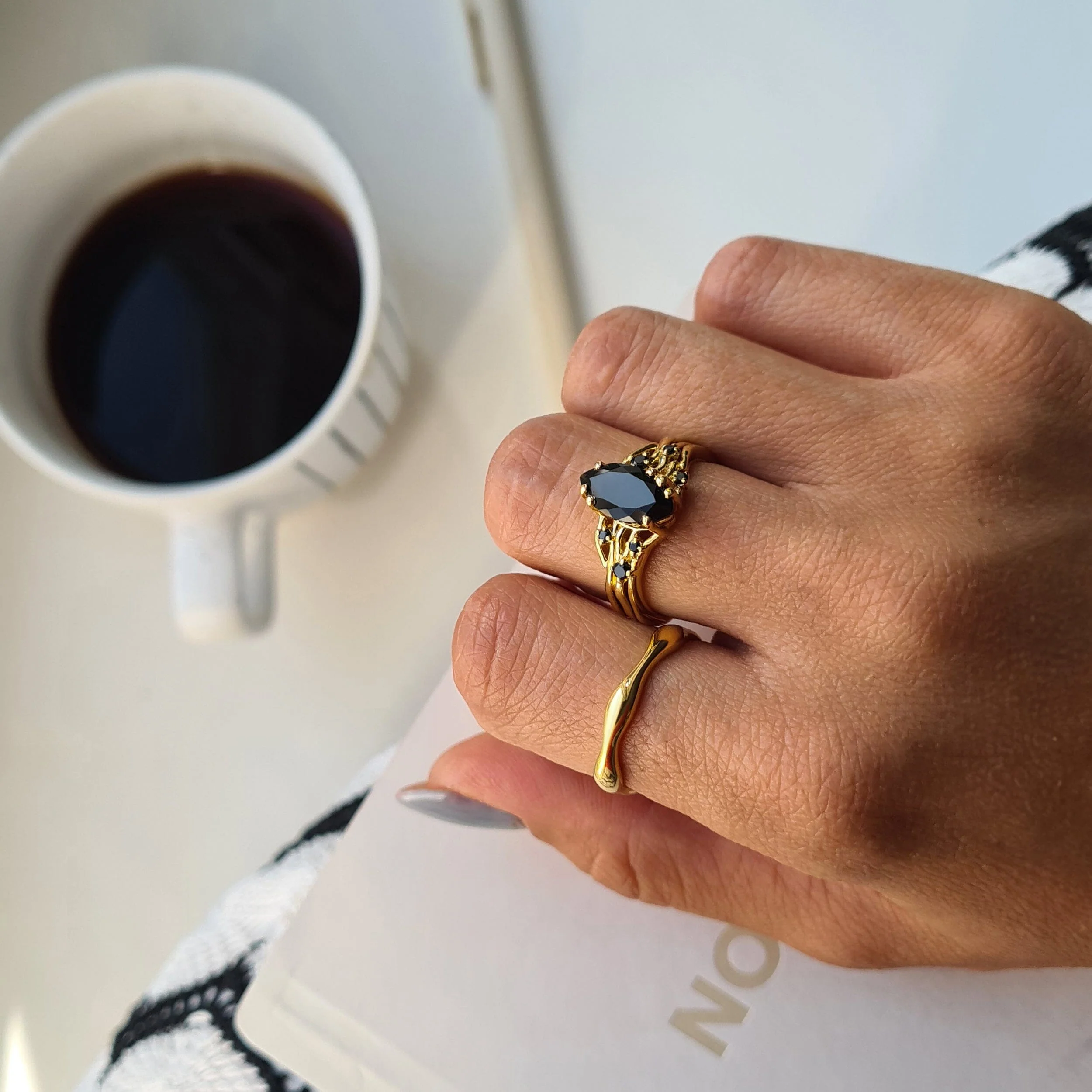 Black Obsidian Black Spinel Ring - Radiance - Image 14
