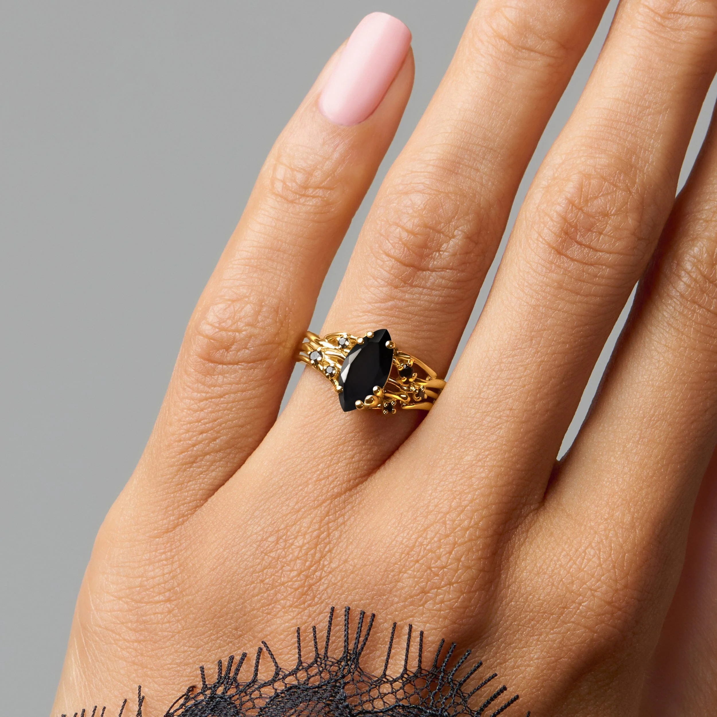 Black Obsidian Black Spinel Ring - Radiance - Image 4