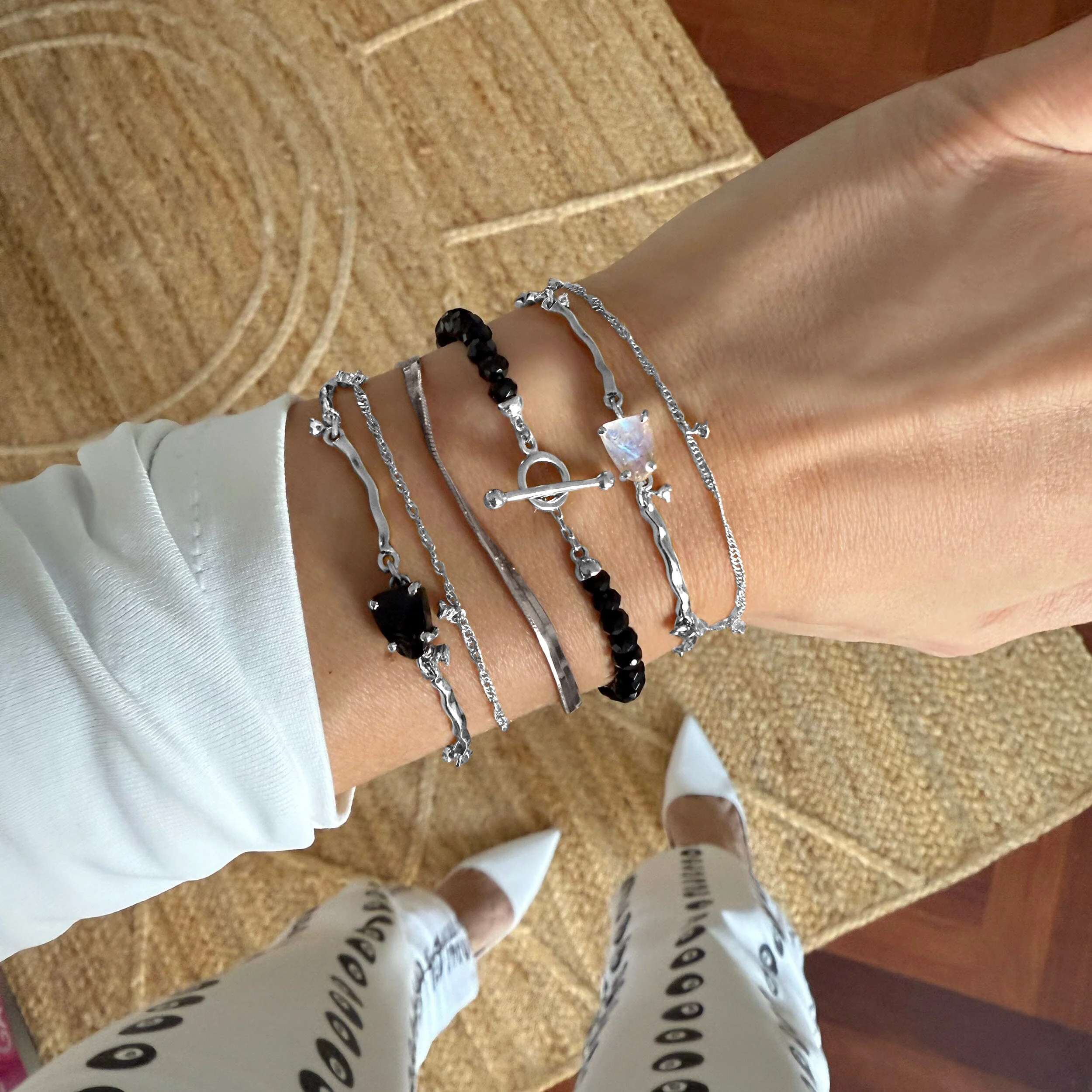 Black Obsidian Bracelet Stack - Grounded Goddess - Image 10