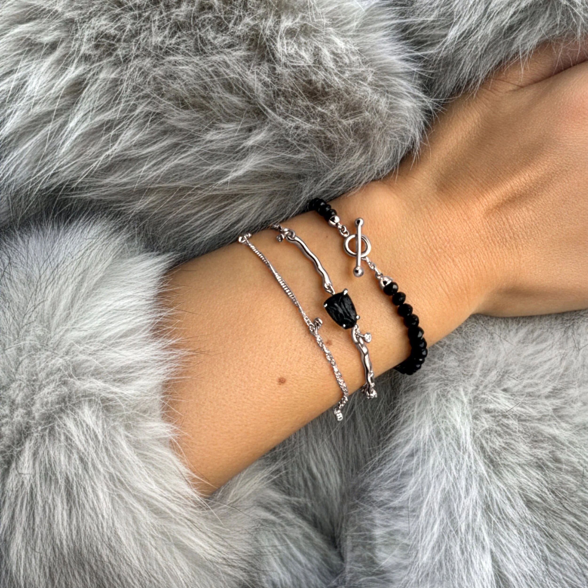 Black Obsidian Bracelet Stack - Grounded Goddess - Image 8