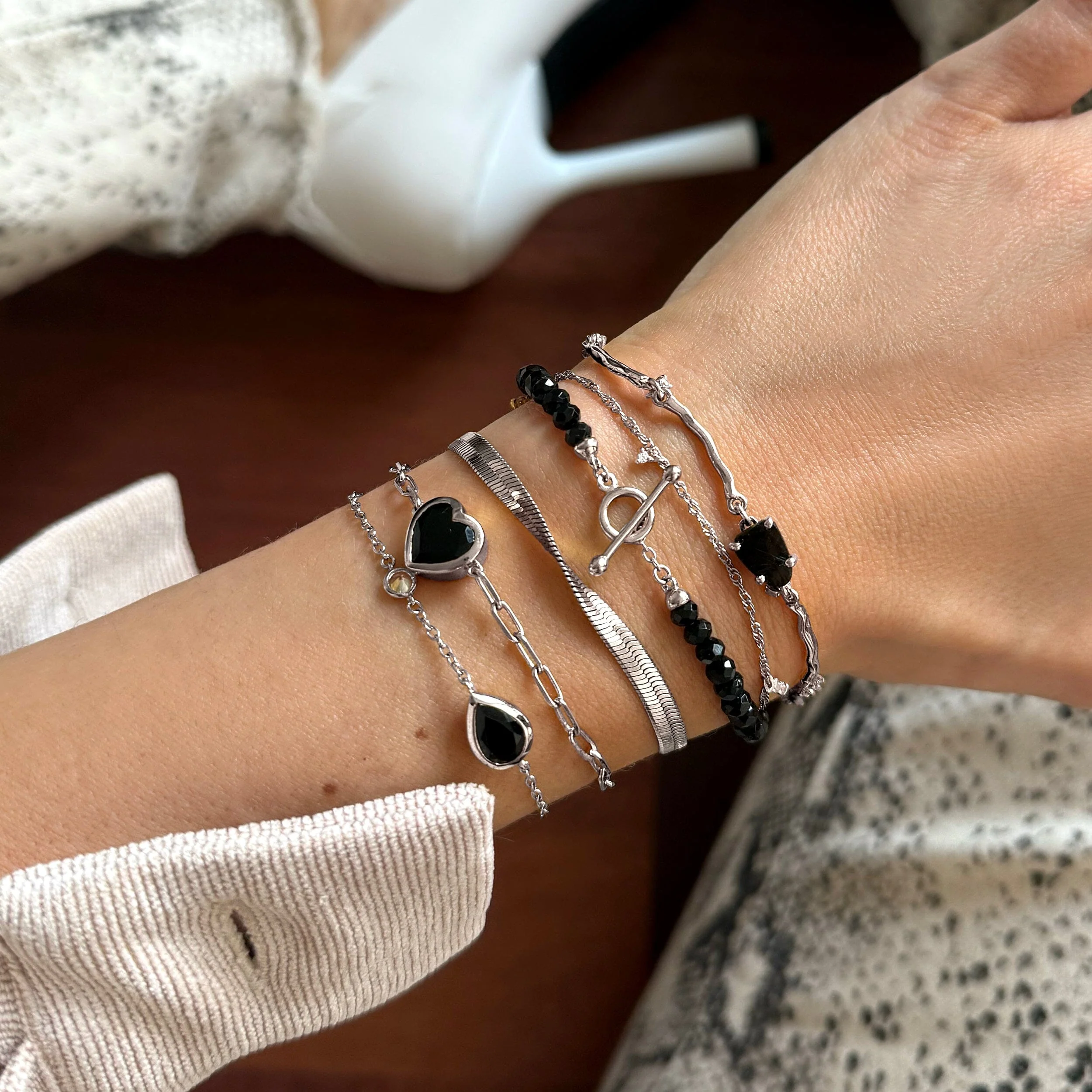 Black Obsidian Bracelet Stack - Grounded Goddess - Image 9