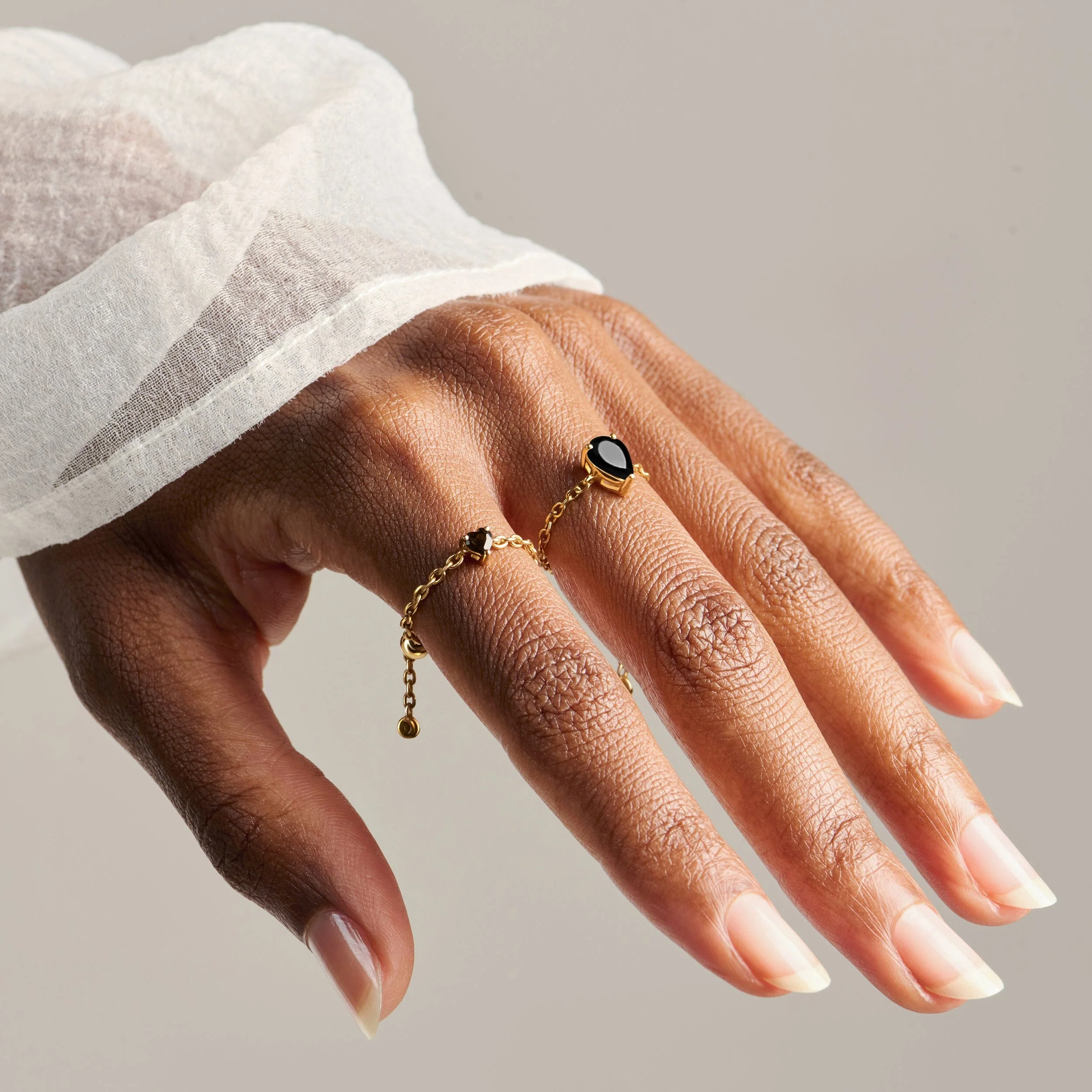 Black Obsidian Adjustable Chain Ring - Love - Image 16