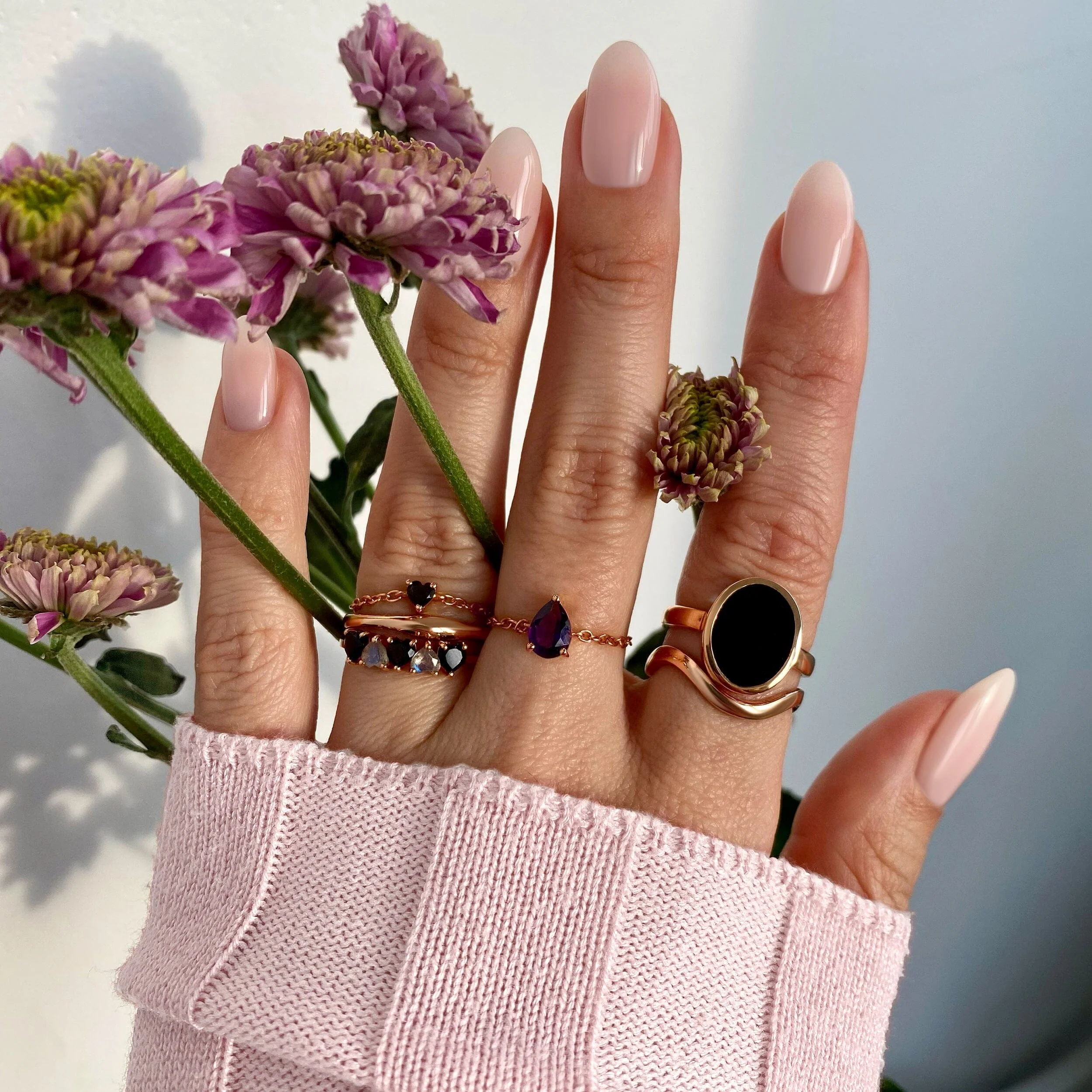 Black Obsidian Adjustable Chain Ring - Love - Image 13