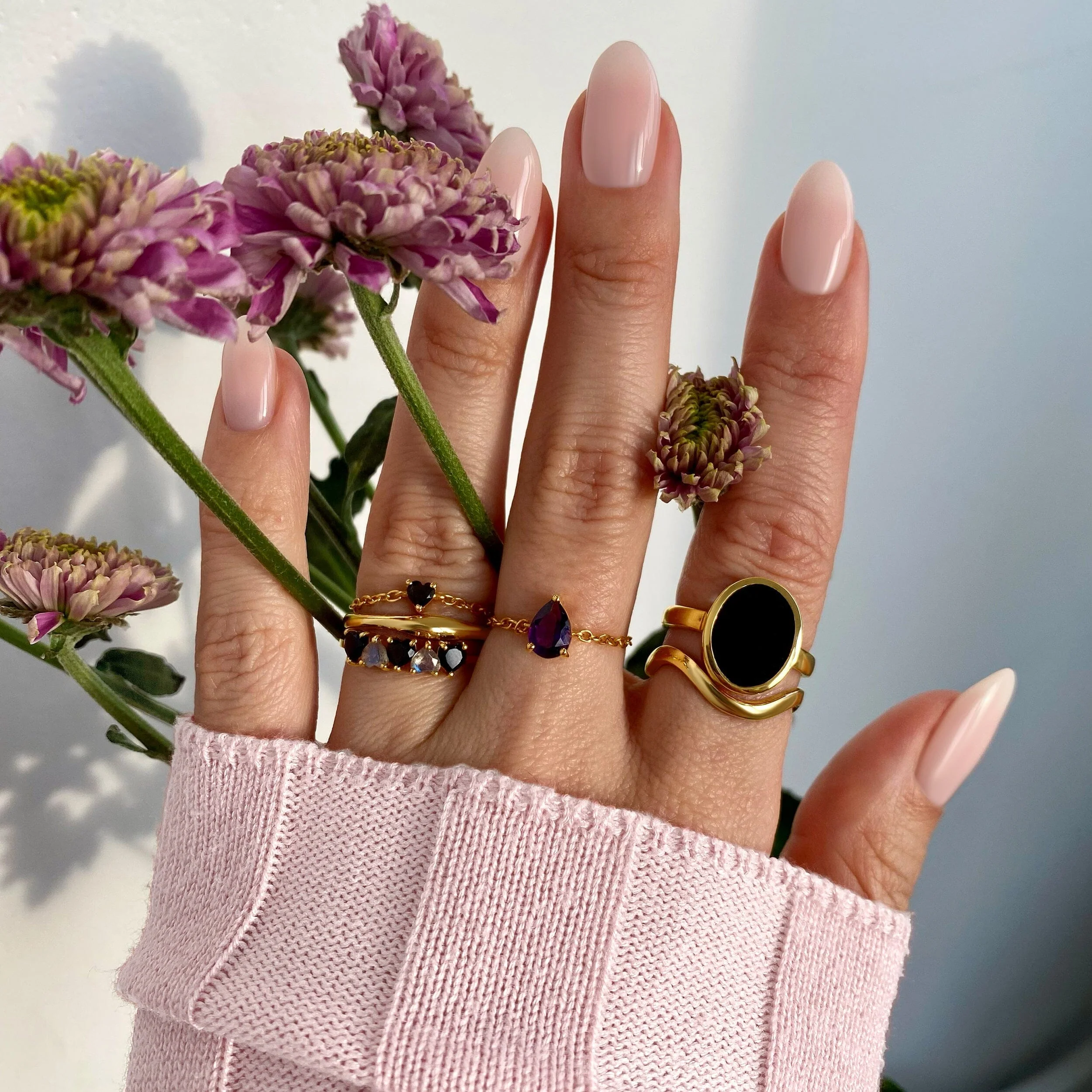 Black Obsidian Adjustable Chain Ring - Love - Image 17
