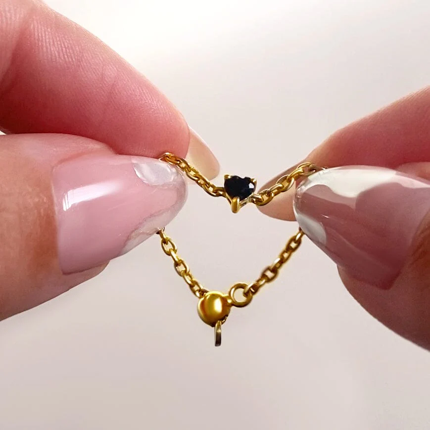 Black Obsidian Adjustable Chain Ring - Love - Image 19