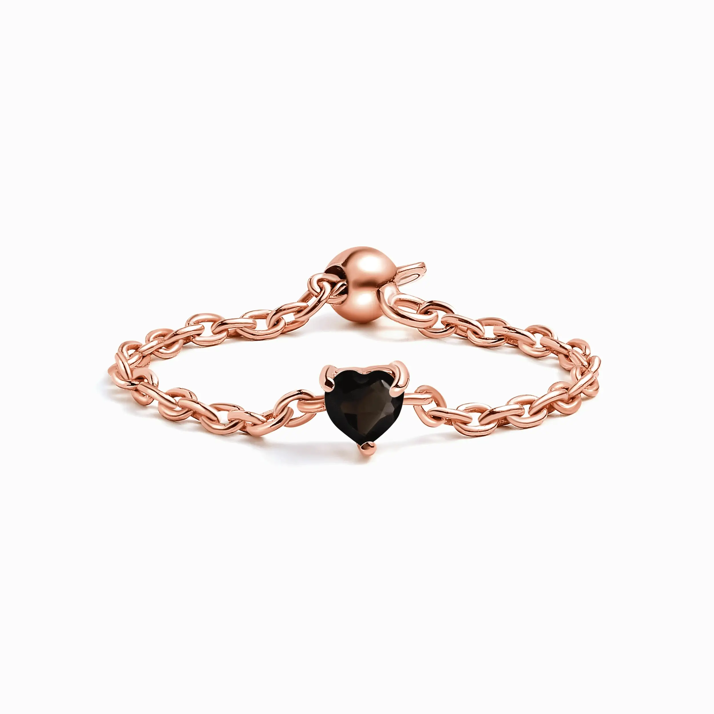 Black Obsidian Adjustable Chain Ring - Love - Image 3