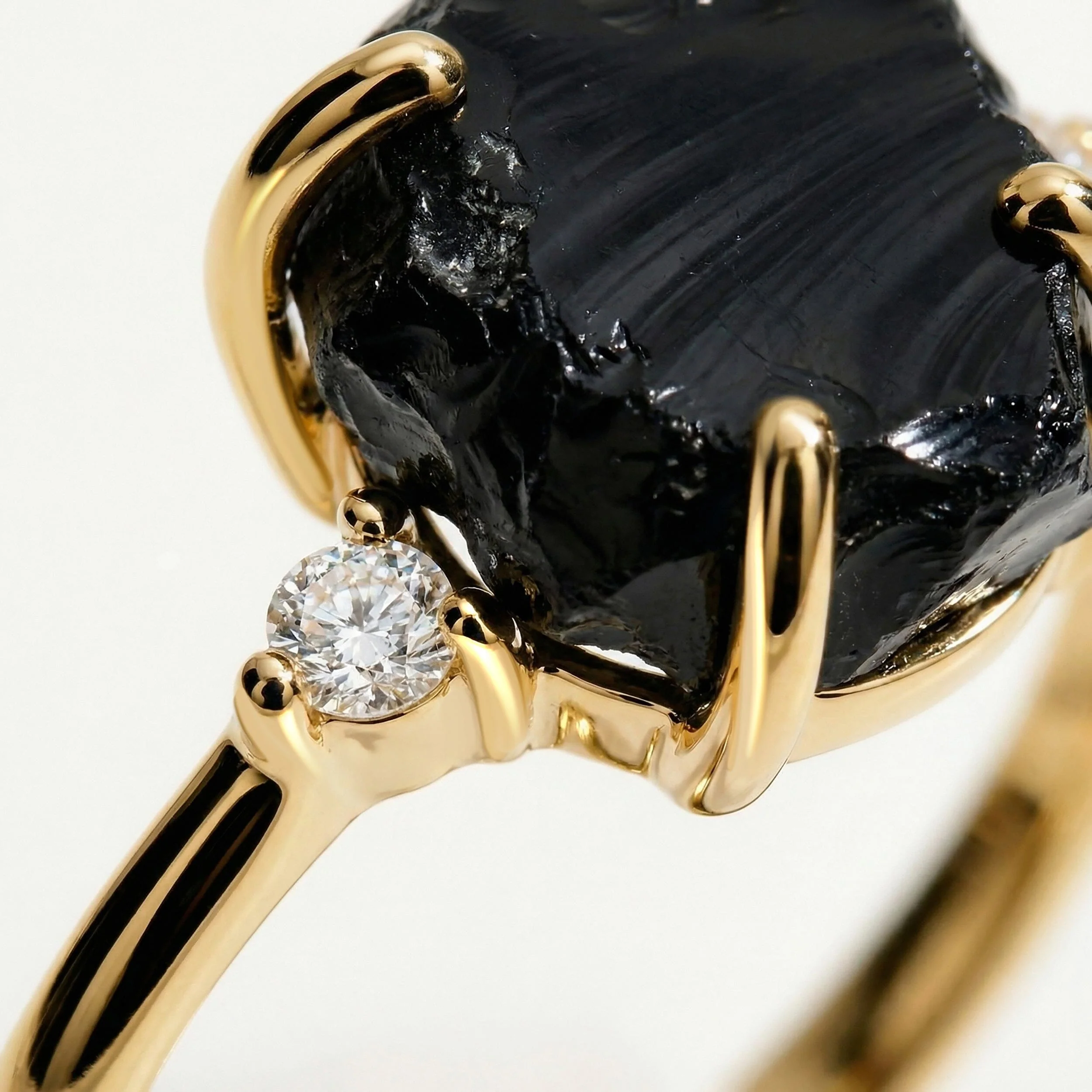 Black Obsidian Diamond Ring - Raw Allure - Image 17
