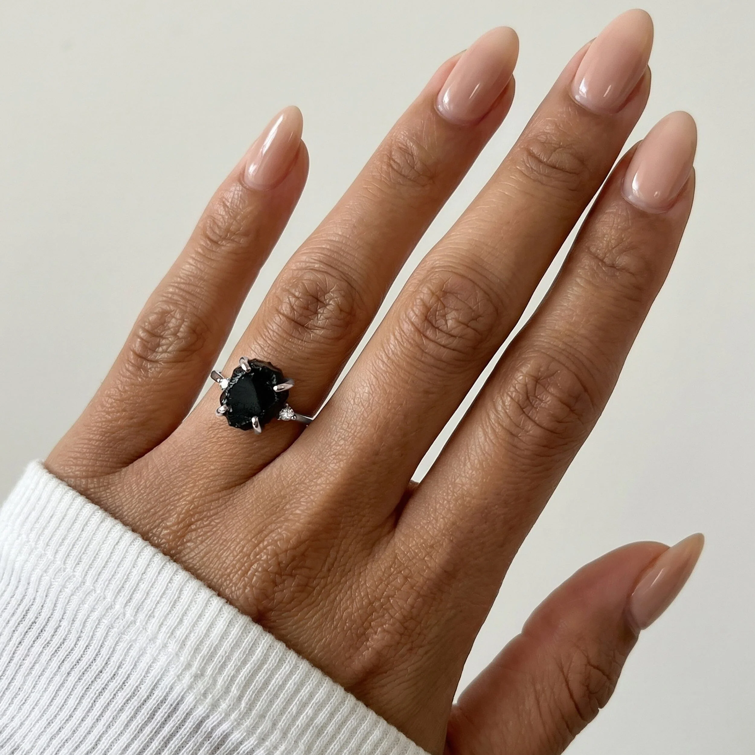 Black Obsidian Diamond Ring - Raw Allure - Image 6