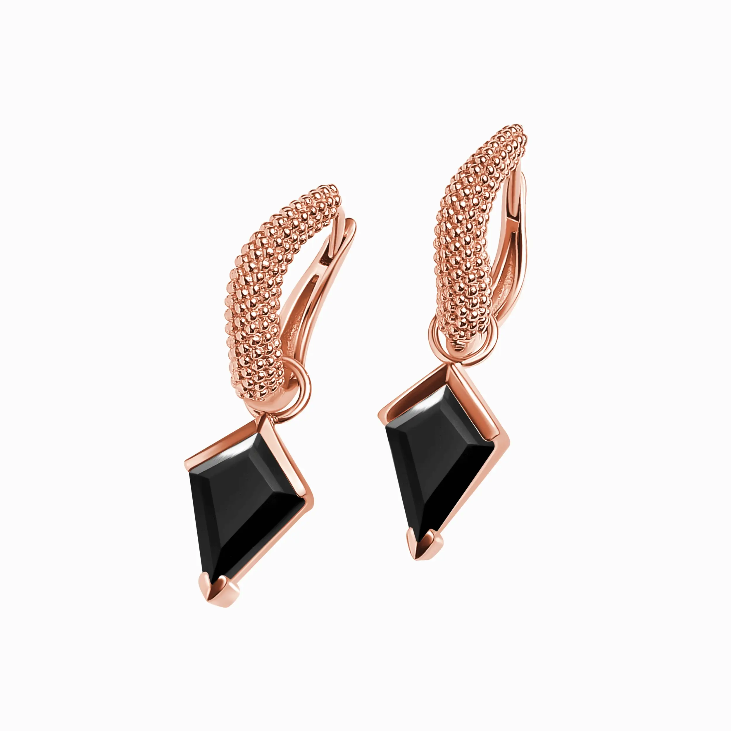 Black Obsidian Earrings - Heroine Hoops - Image 3