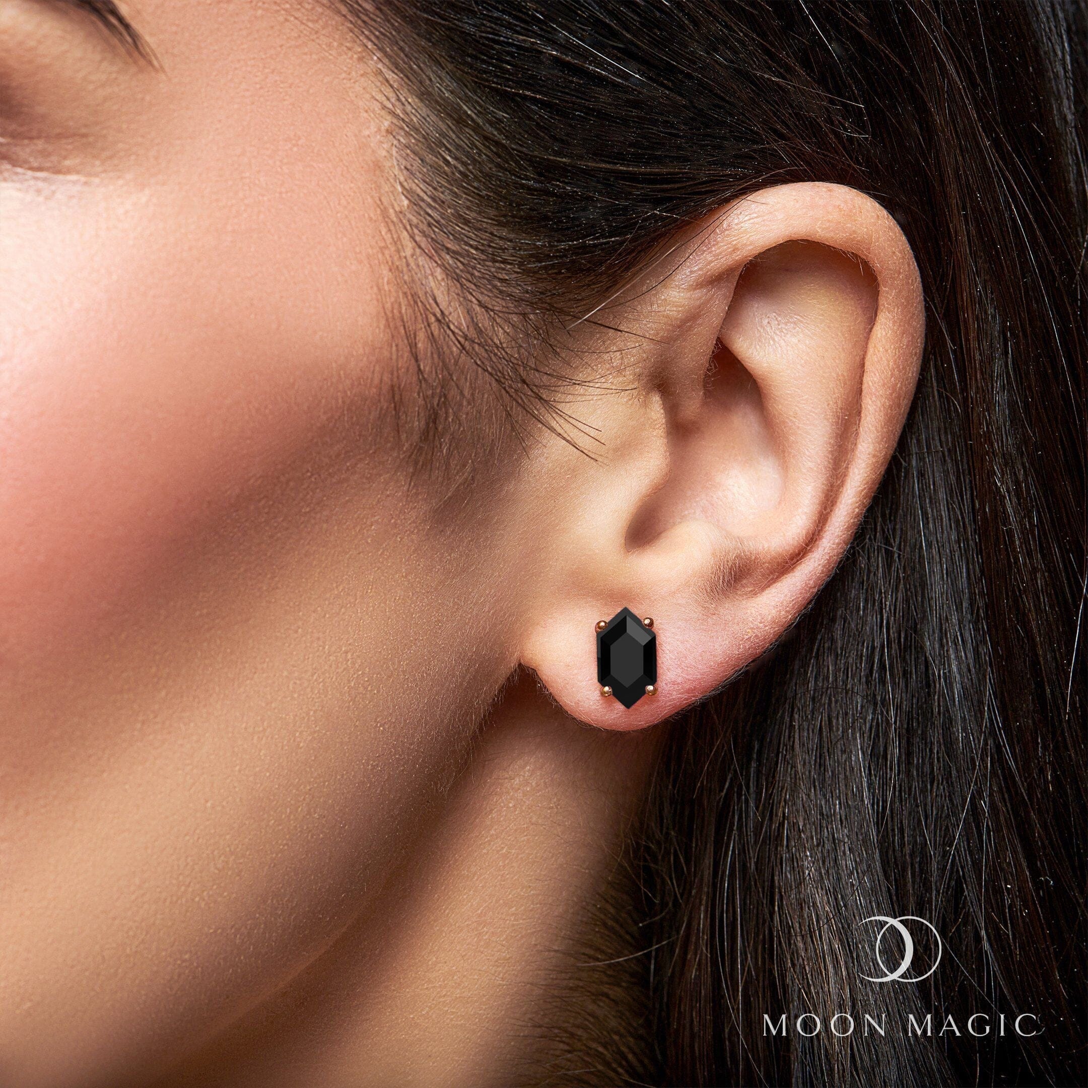 Black Obsidian Earrings - Serenity Studs - Image 4