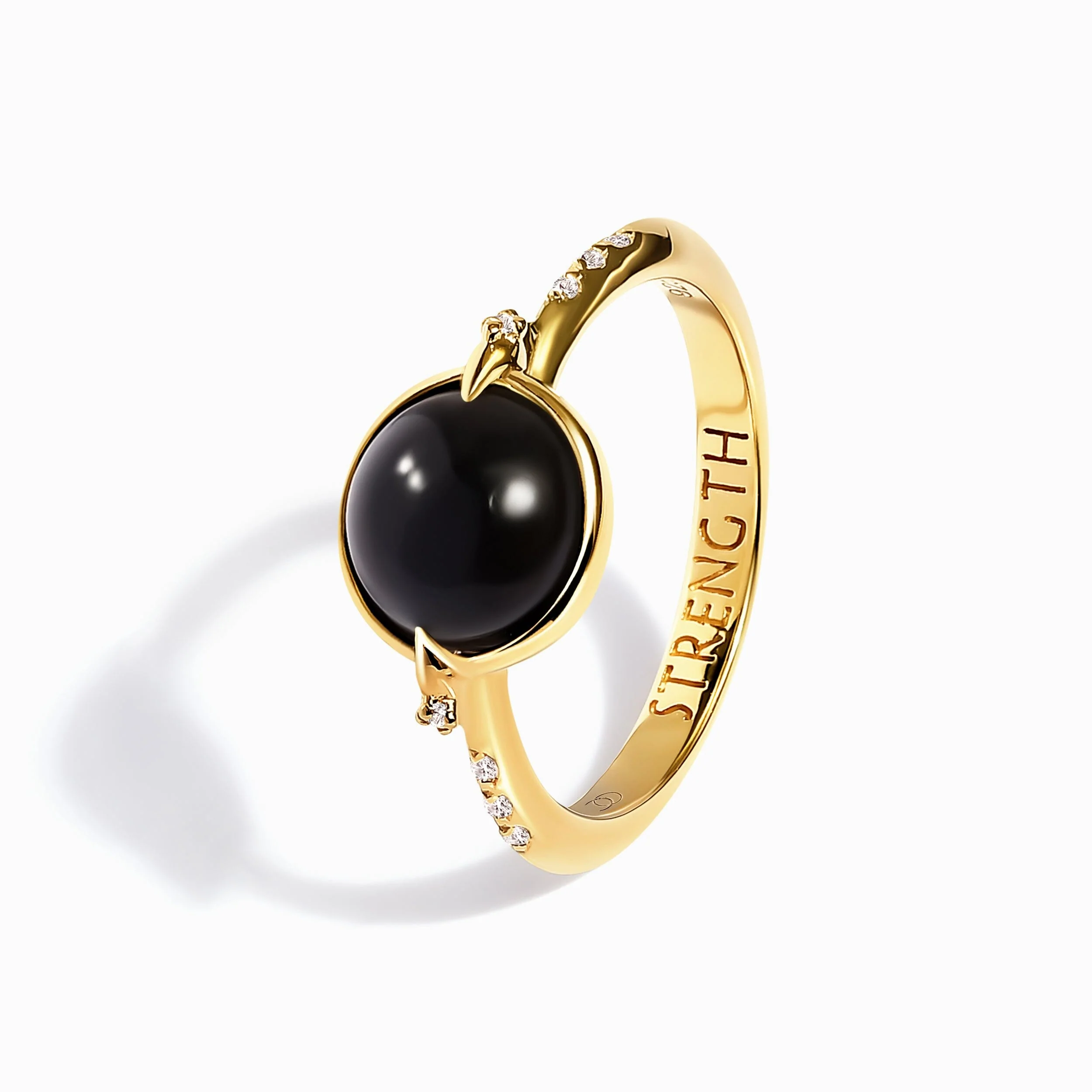 Black Obsidian Energy Ring - Strength Engraved - Image 15