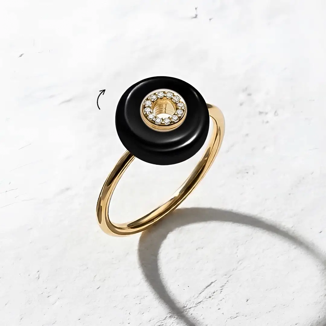 Black Obsidian Fidget Ring - Liora - Image 22