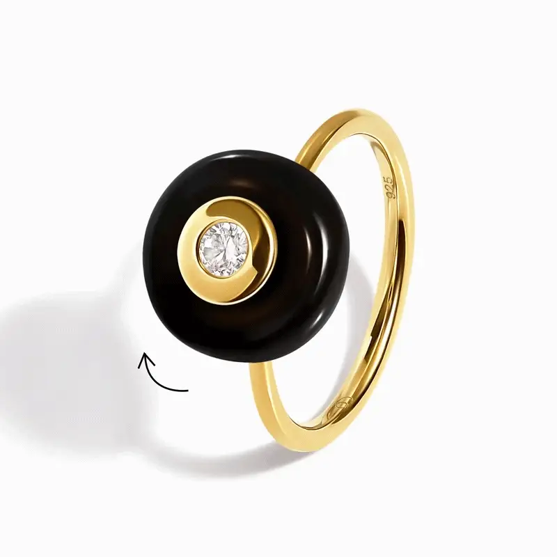 Black Obsidian Fidget Ring - Ora - Image 5