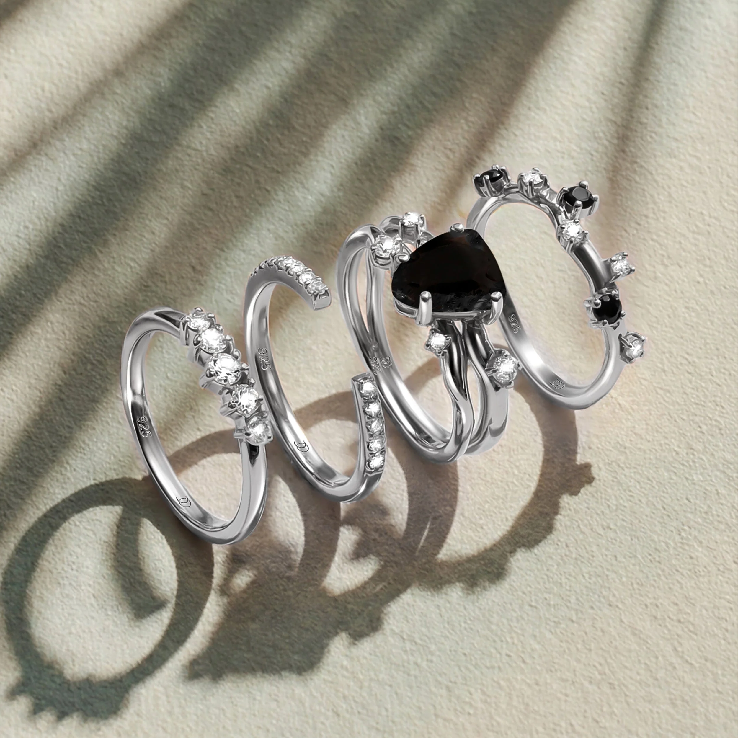 Black Obsidian Flow Ring & Black Onyx Stardust Band - Image 20