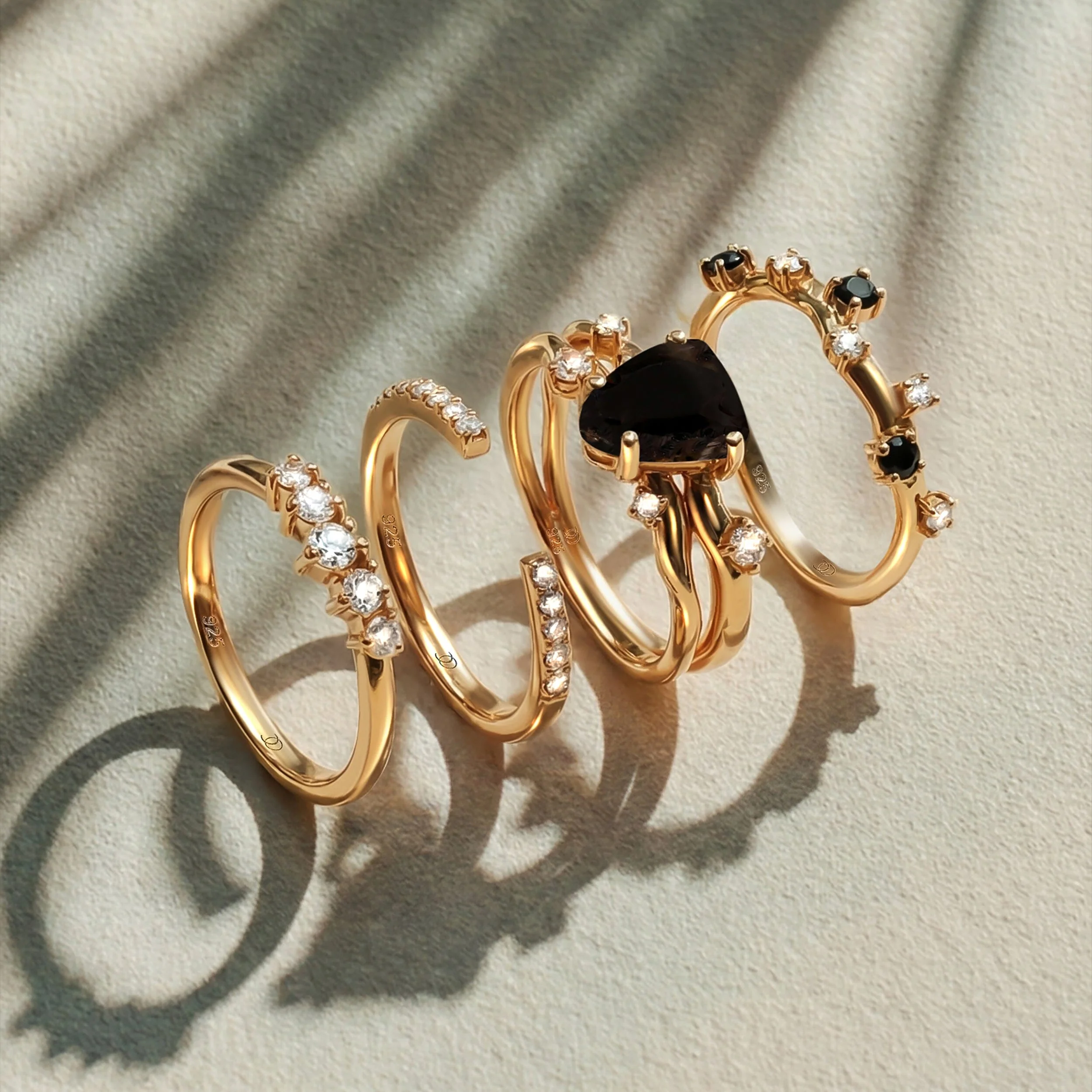 Black Obsidian Flow Ring & Black Onyx Stardust Band - Image 22