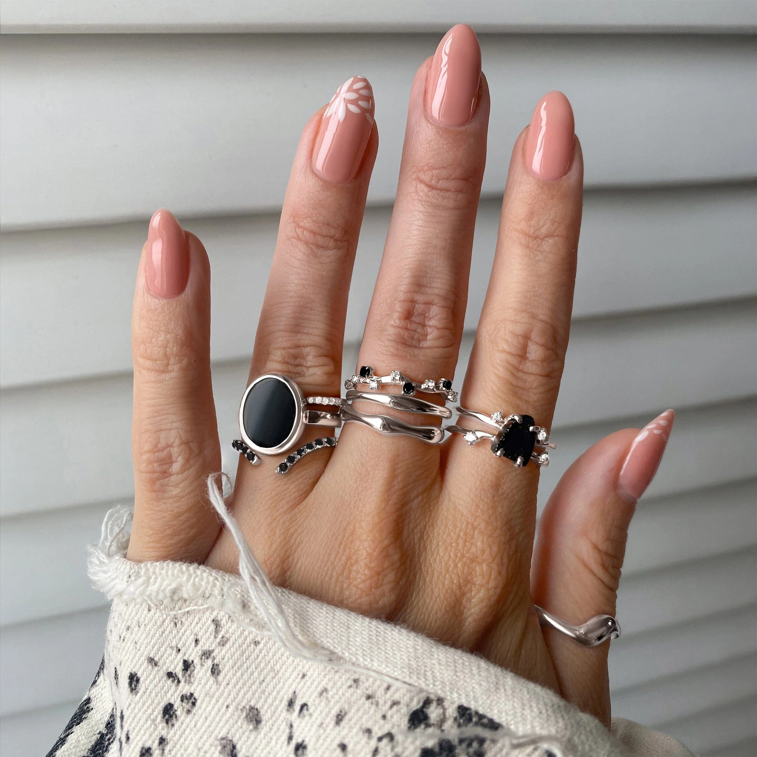 Black Obsidian Flow Ring - Infinite Ring & Stardust Band - Image 7
