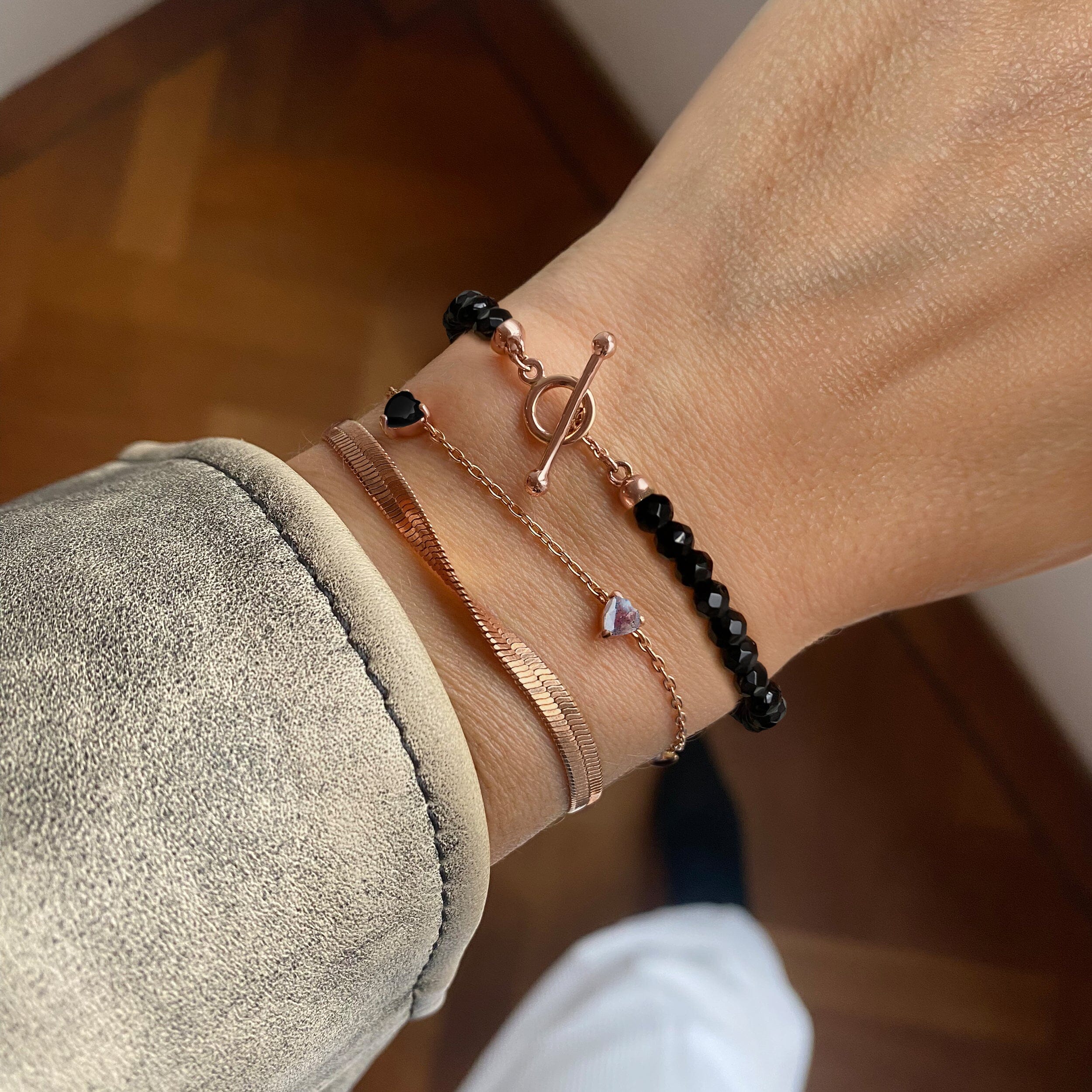 Black Obsidian Labradorite Bracelet - Crush On You - Image 10