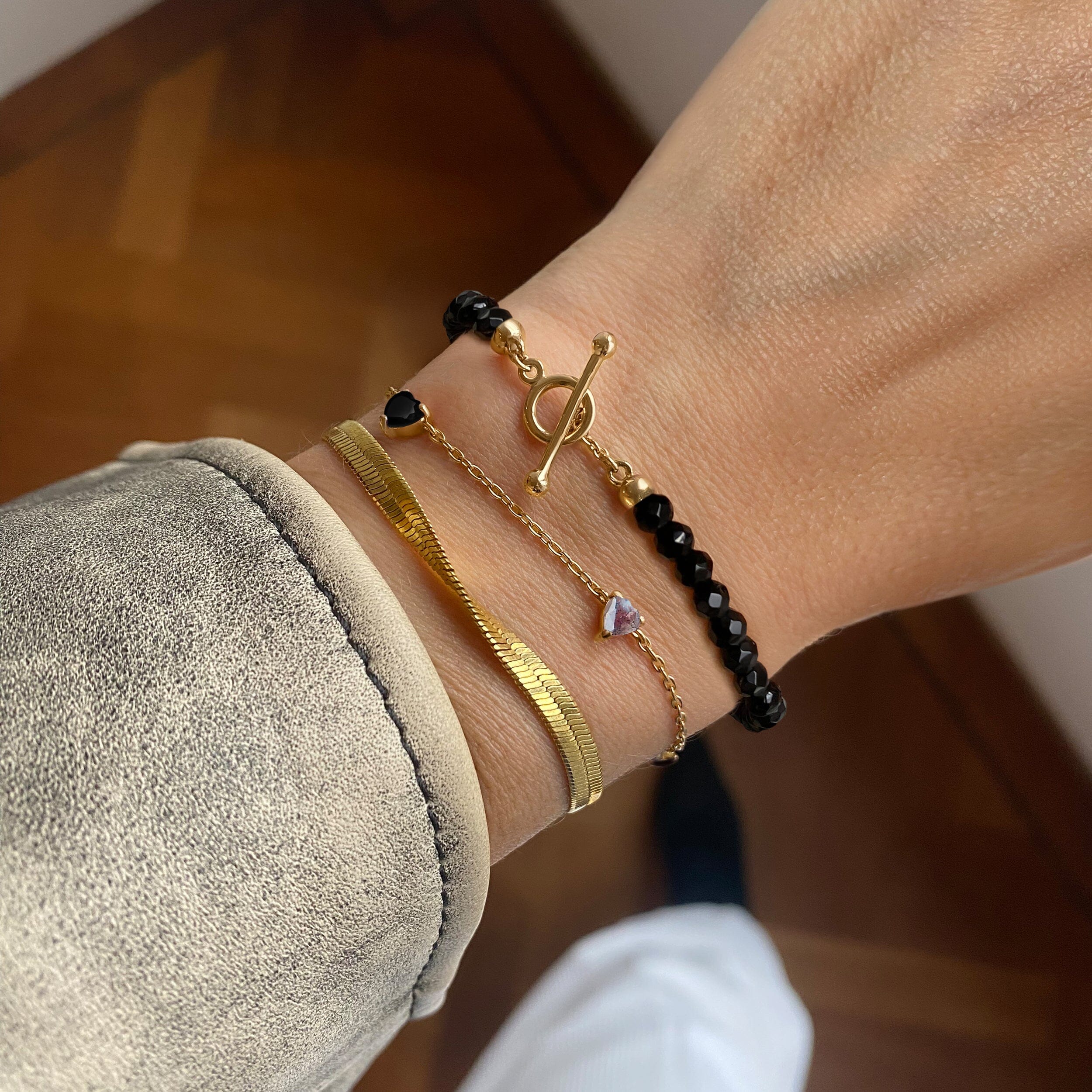 Black Obsidian Labradorite Bracelet - Crush On You - Image 11