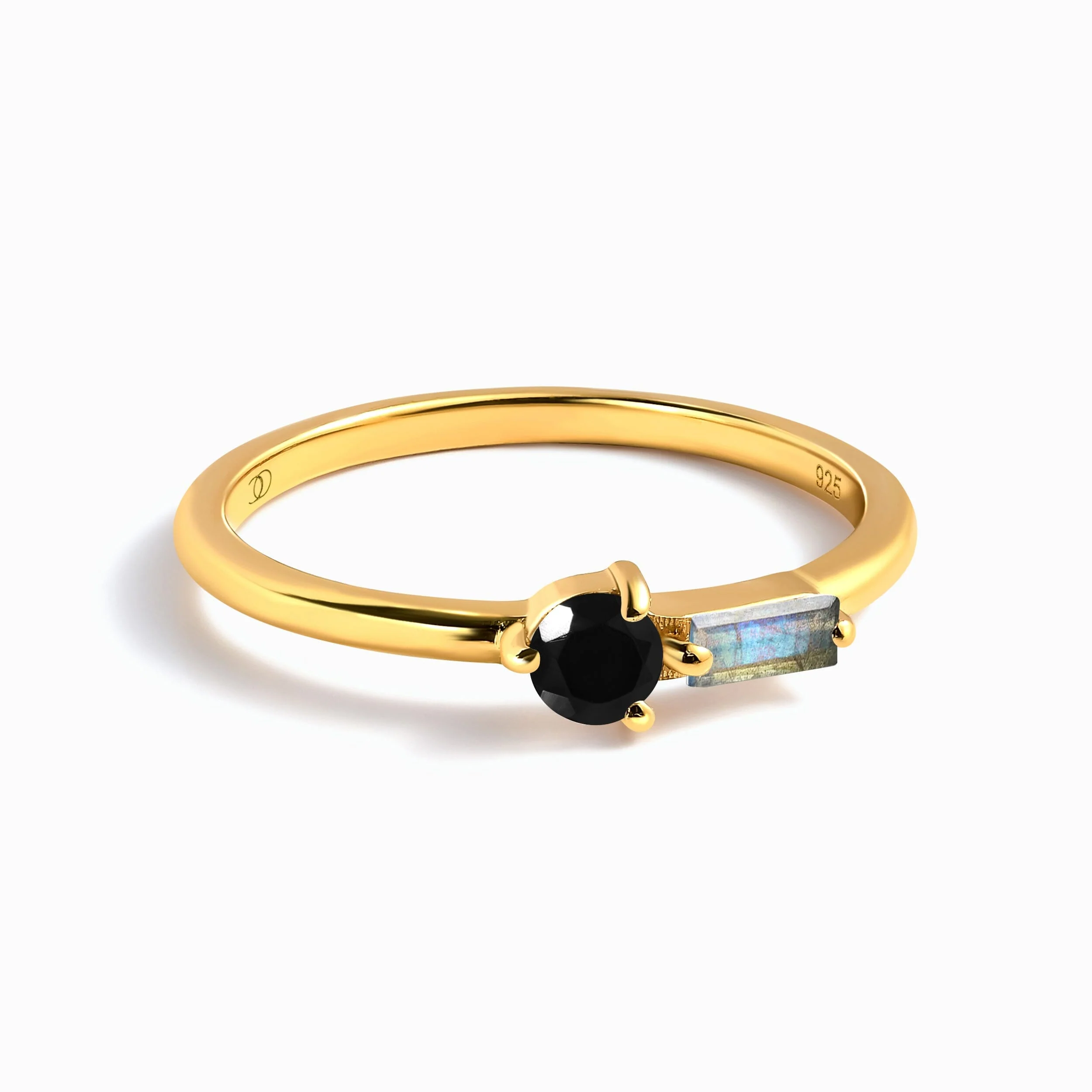 Black Obsidian & Labradorite Dainty Ring - Haze - Image 5