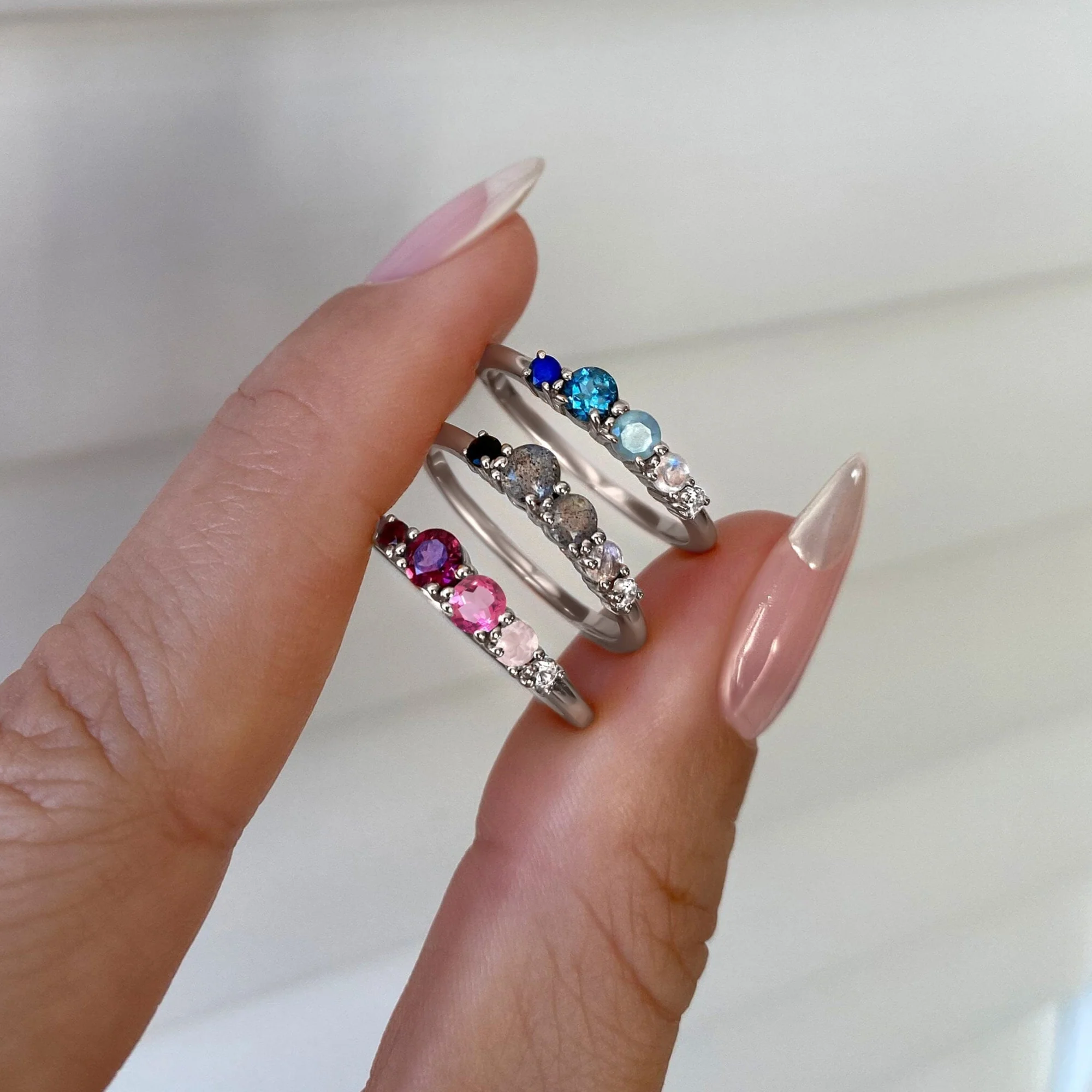 Black Obsidian Labradorite Ring - Rain - Image 10