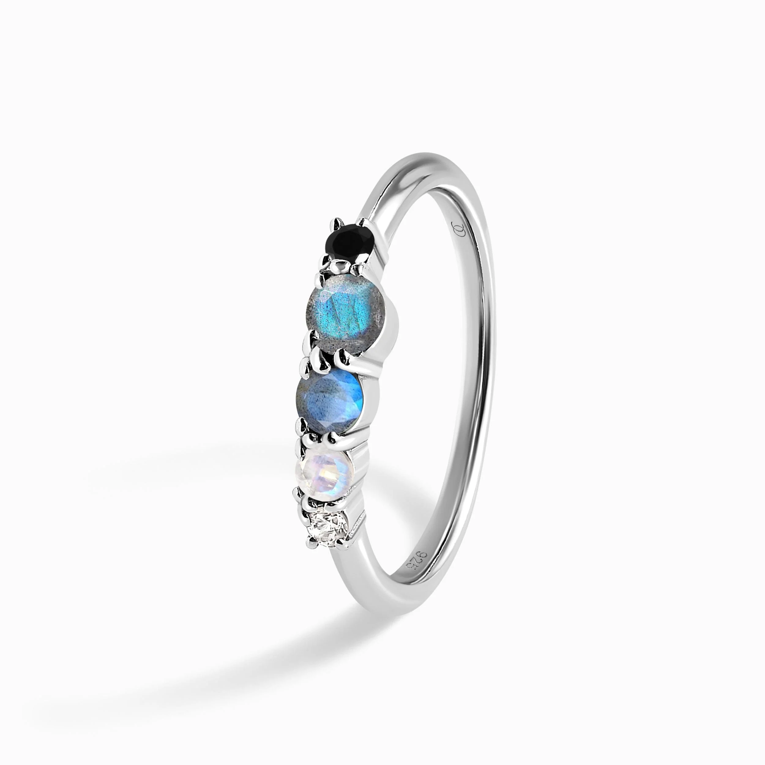 Black Obsidian Labradorite Ring - Rain - Image 11