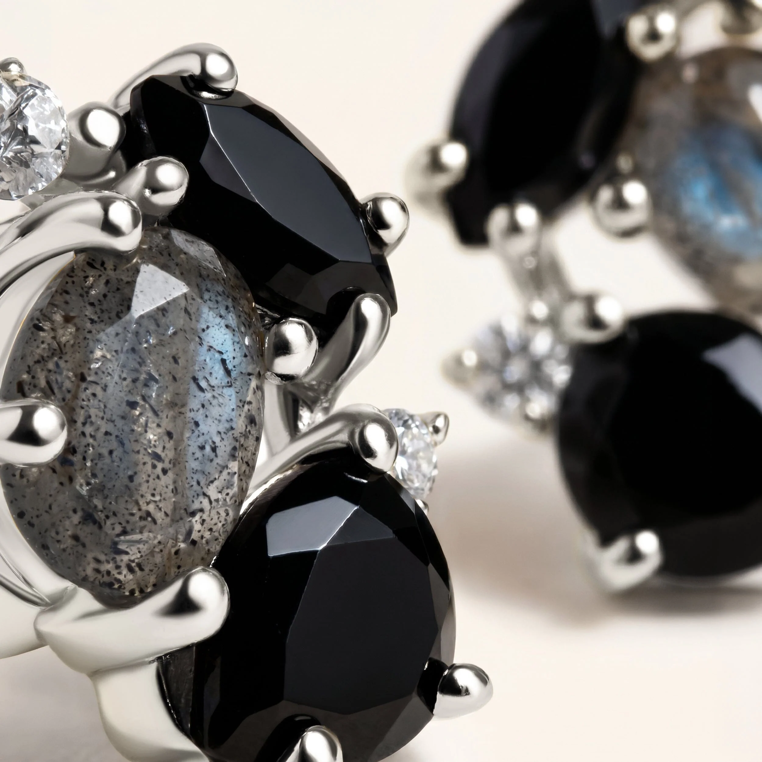 Black Obsidian Labradorite Earrings - Orion - Image 11