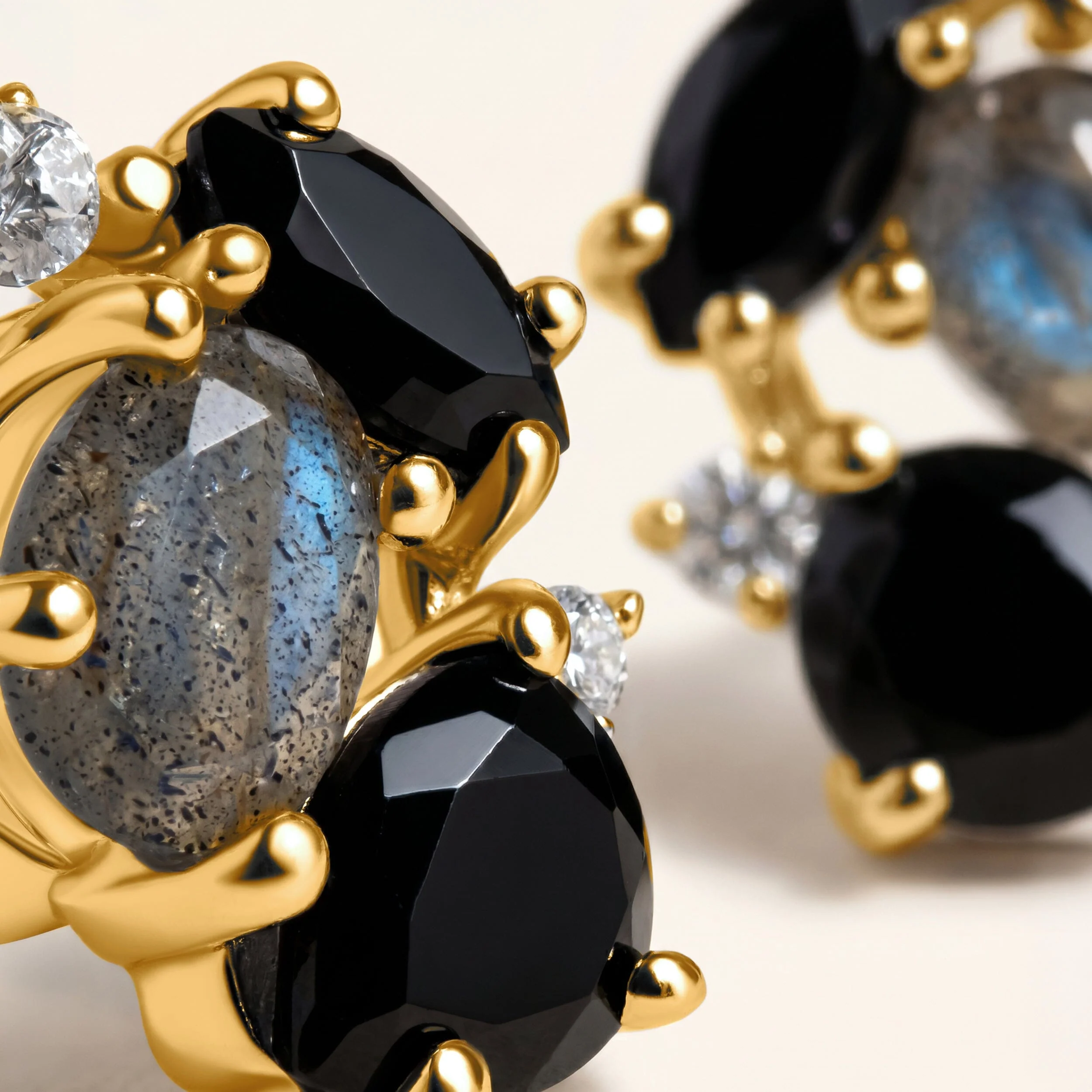 Black Obsidian Labradorite Earrings - Orion - Image 13