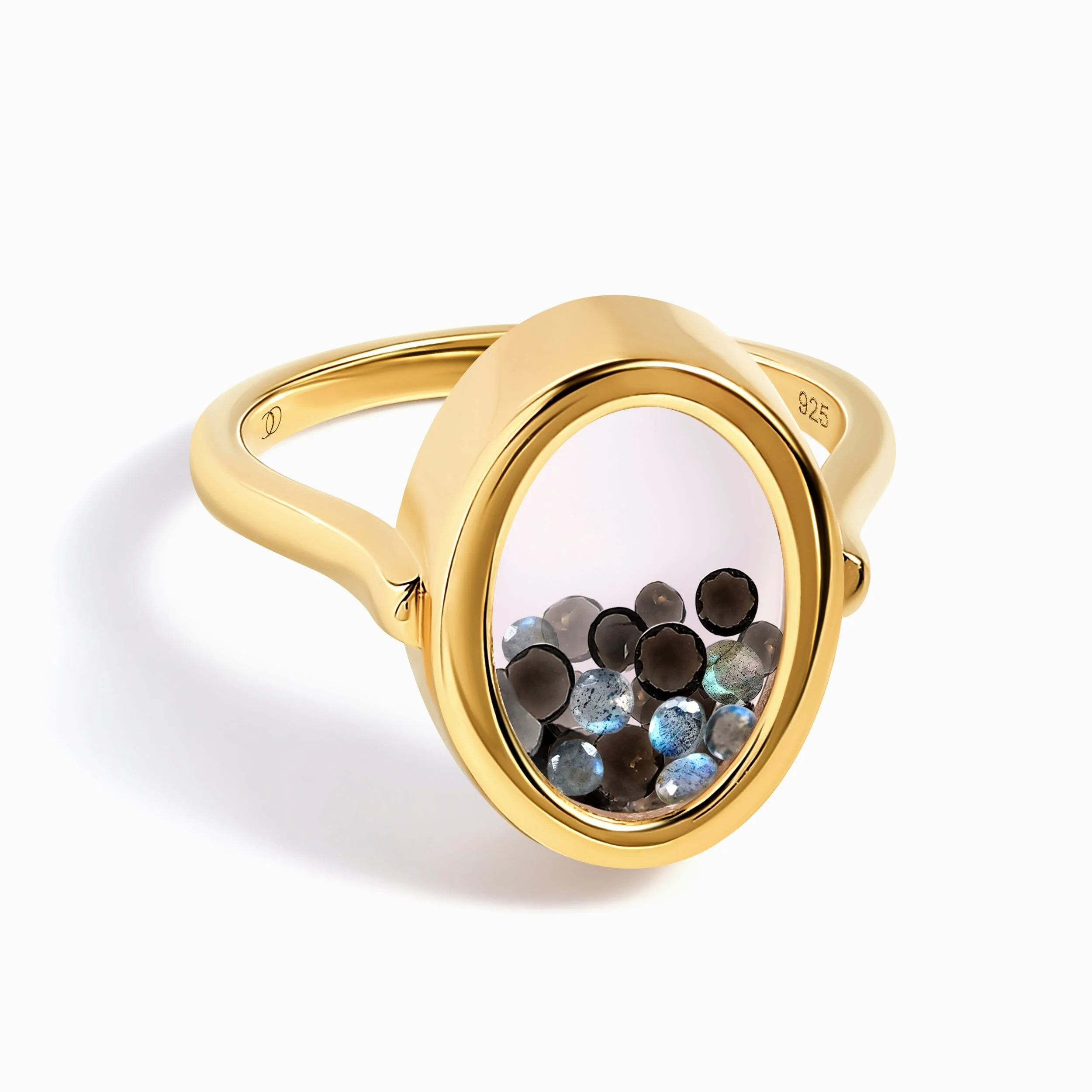 Black Obsidian Labradorite Ring - Halo of Calm - Image 12