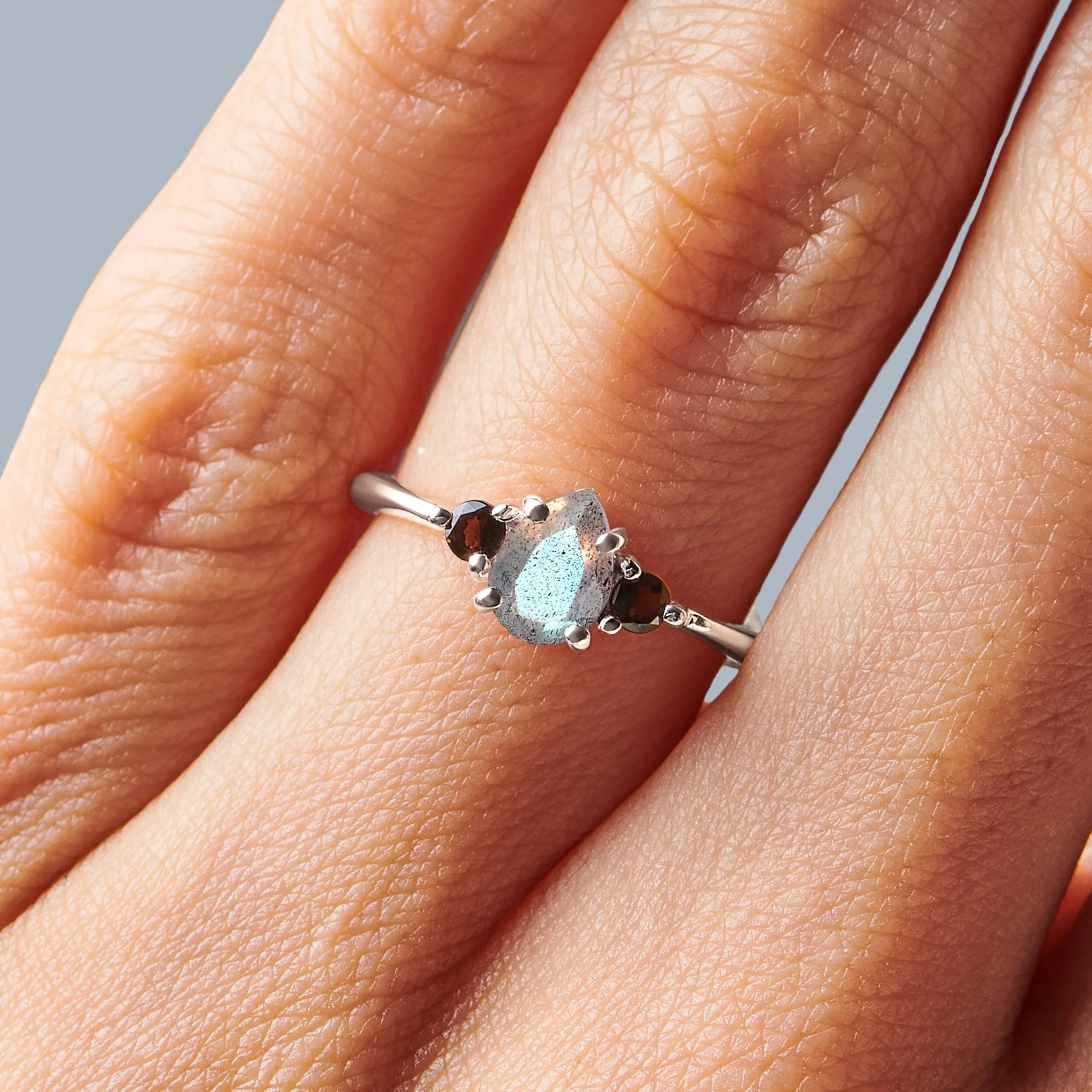 Black Obsidian Labradorite Ring - Lania - Image 22